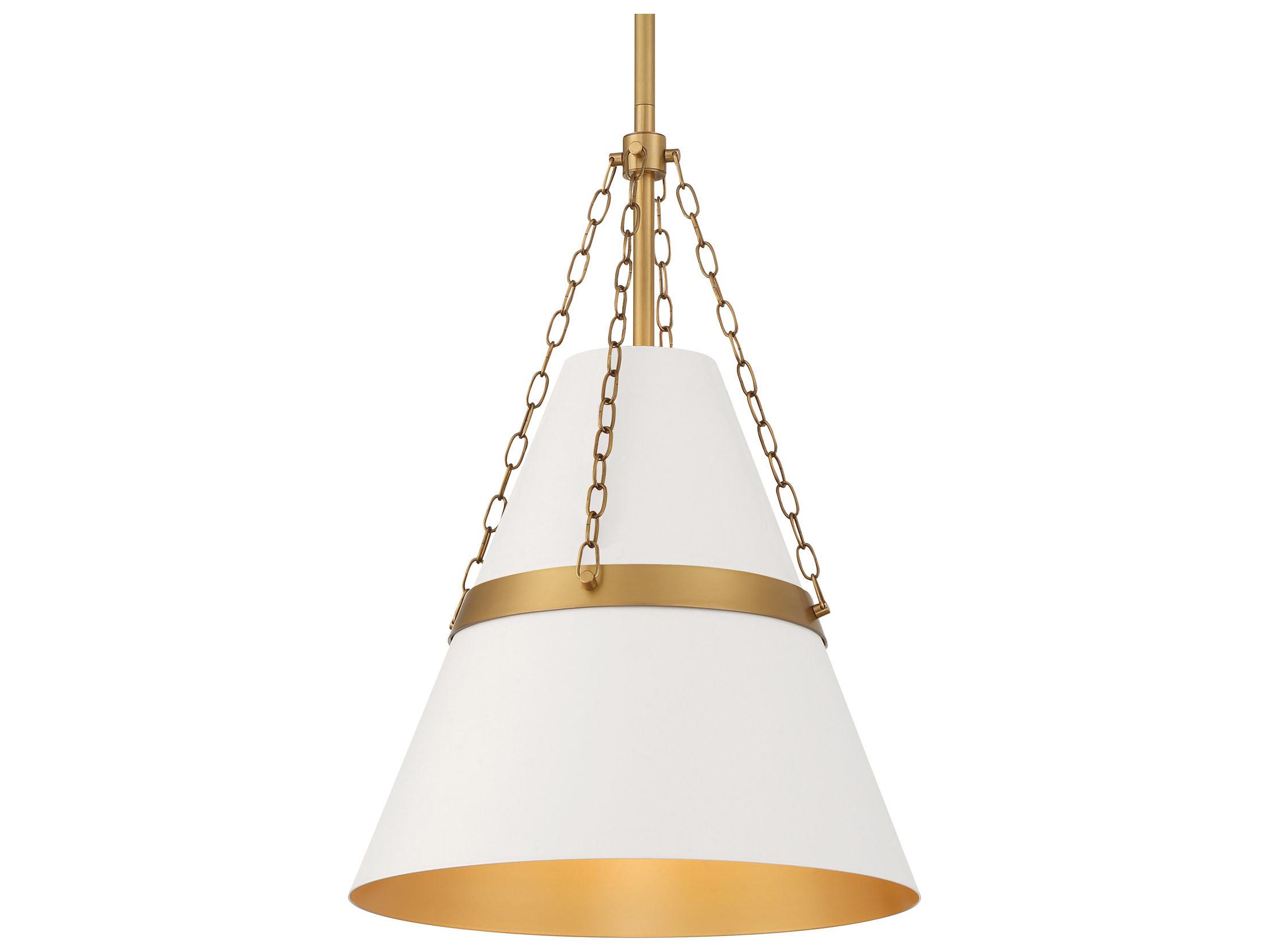 Minka Lavery Springfield 1-Light Legacy Brass Off White Cream Mini Pendant