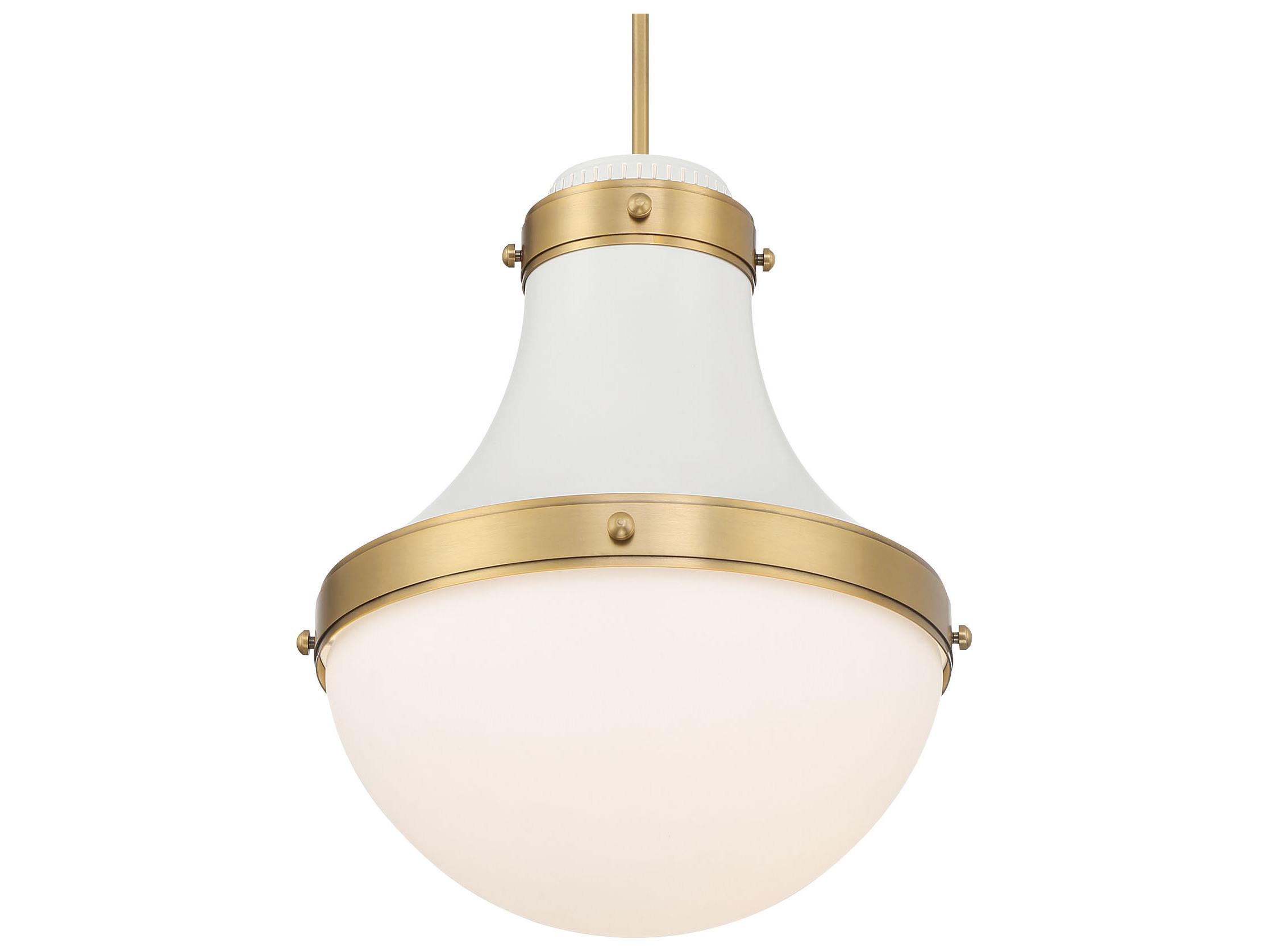 Minka Lavery Purelight 1-Light Legacy Brass Off White Cream Pendant