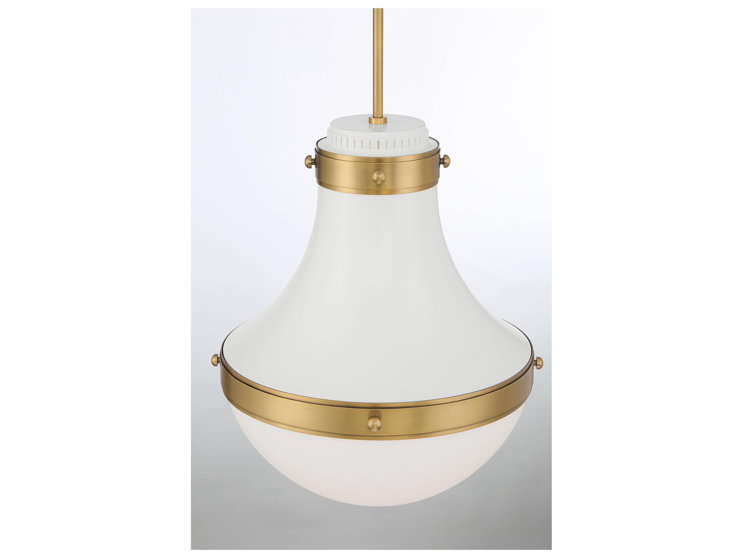Minka Lavery Purelight 1-Light Legacy Brass Off White Cream Pendant