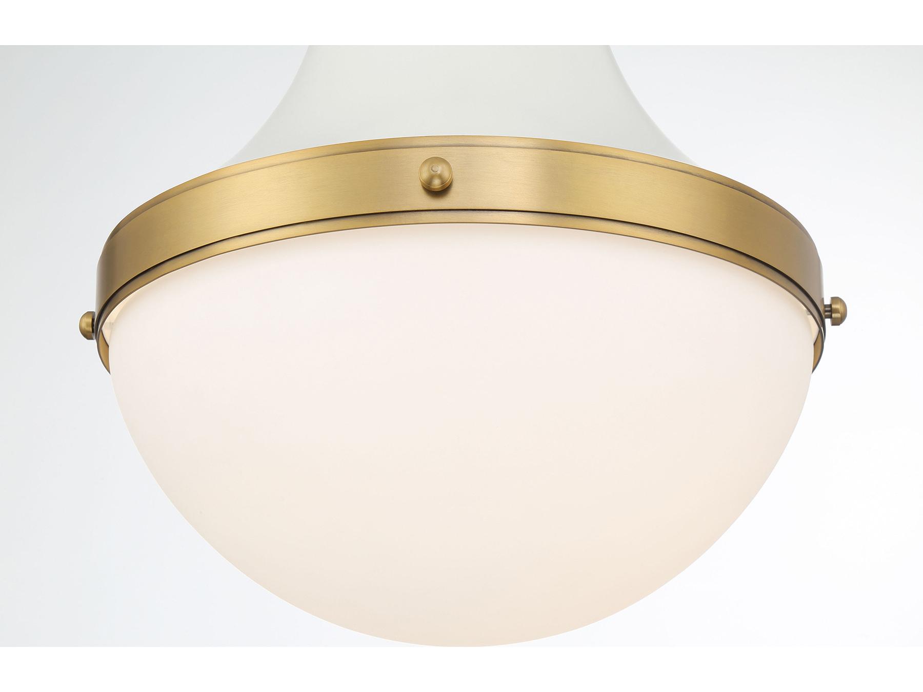 Minka Lavery Purelight 1-Light Legacy Brass Off White Cream Pendant