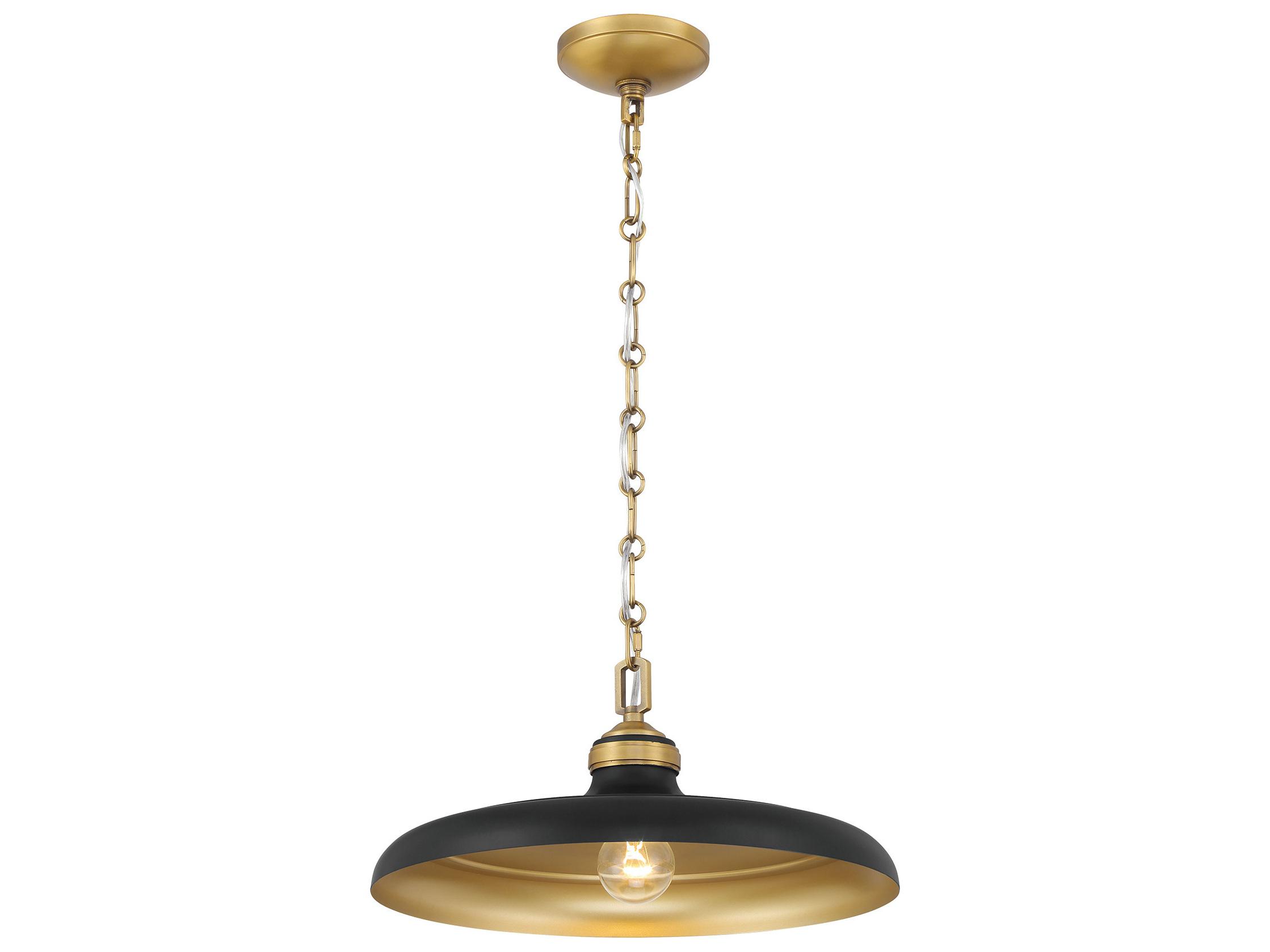 Minka Lavery Crowne 1-Light Legacy Brass Dark Matte Black Pendant