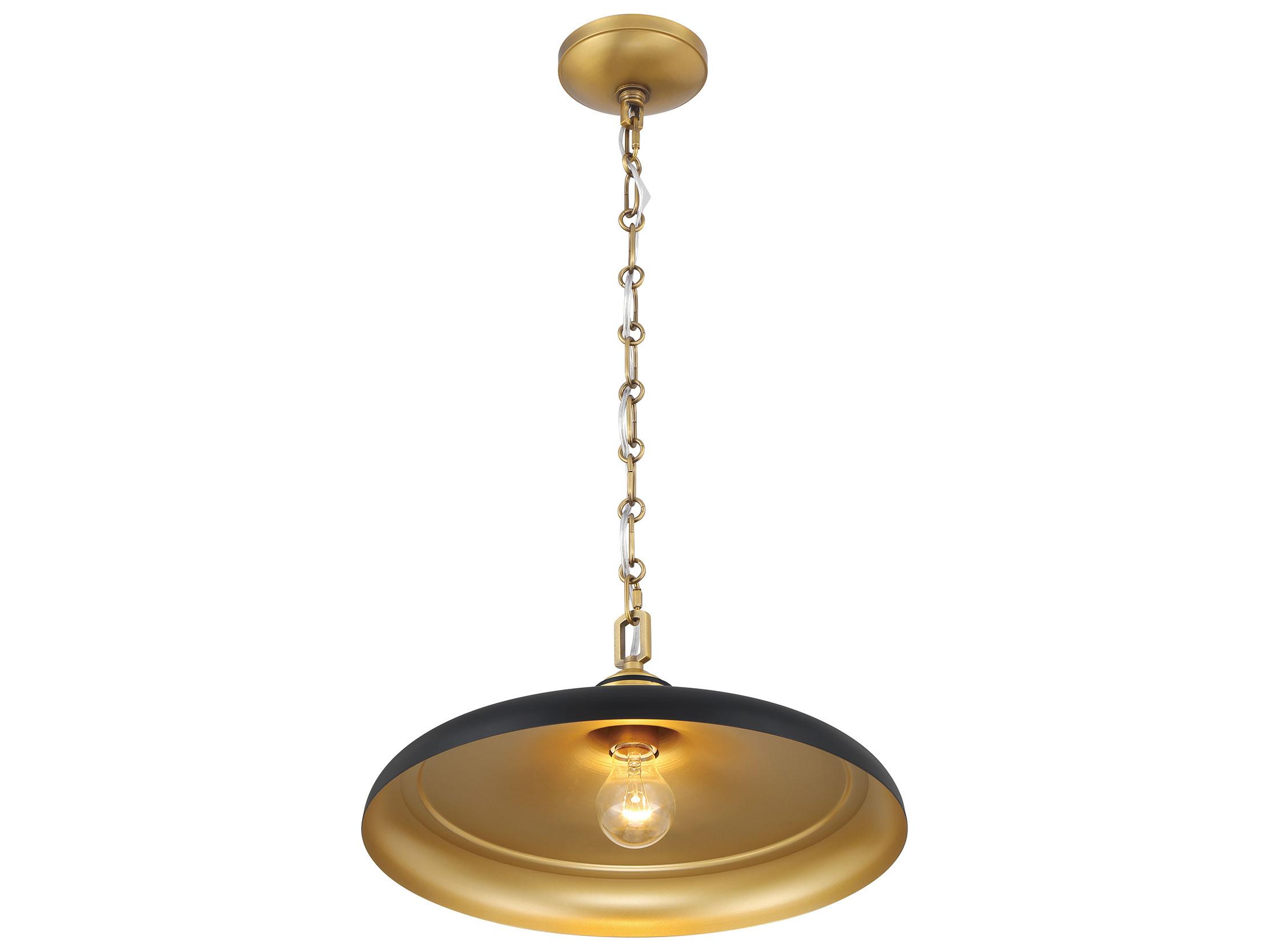 Minka Lavery Crowne 1-Light Legacy Brass Dark Matte Black Pendant