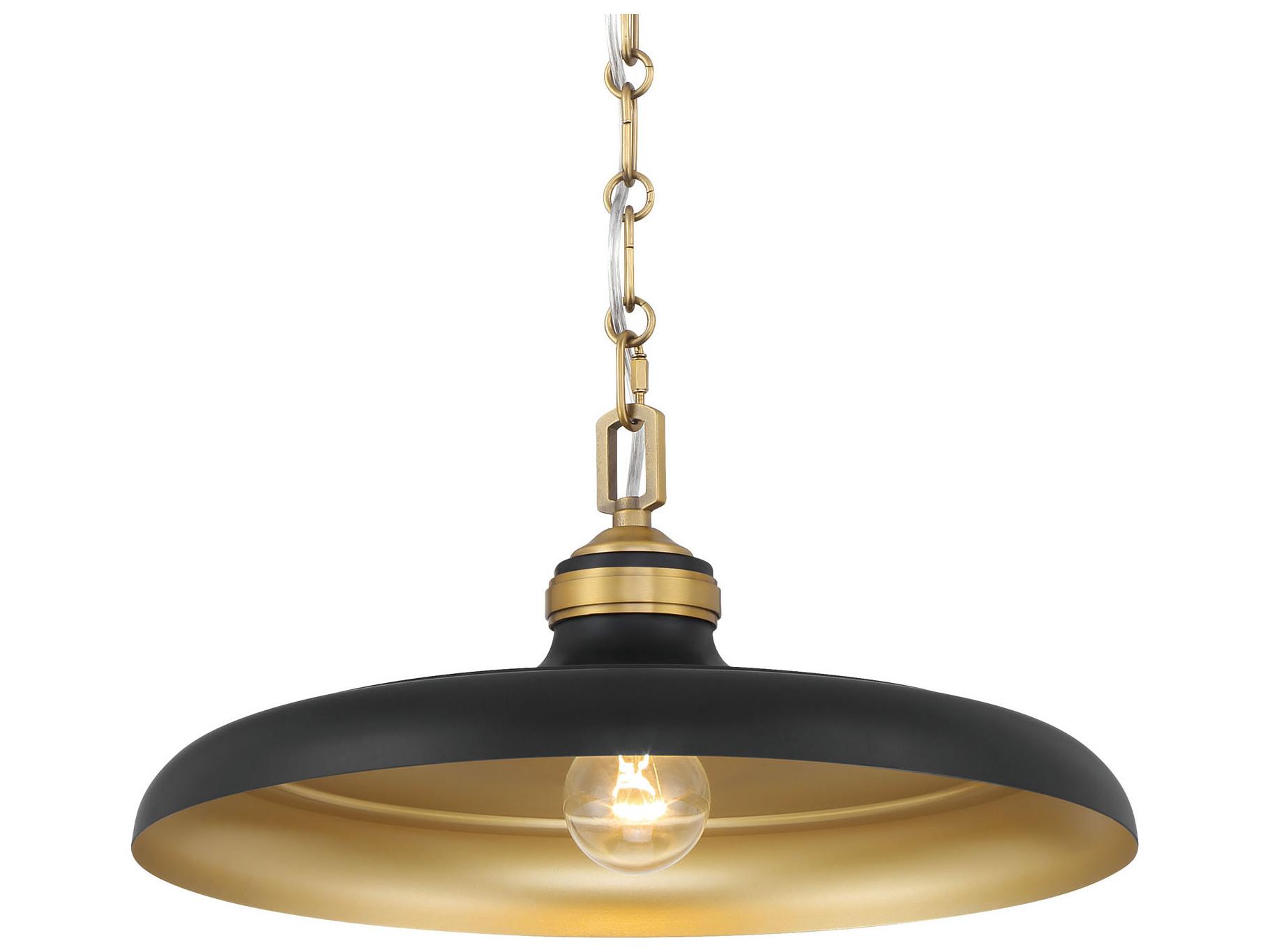 Minka Lavery Crowne 1-Light Legacy Brass Dark Matte Black Pendant