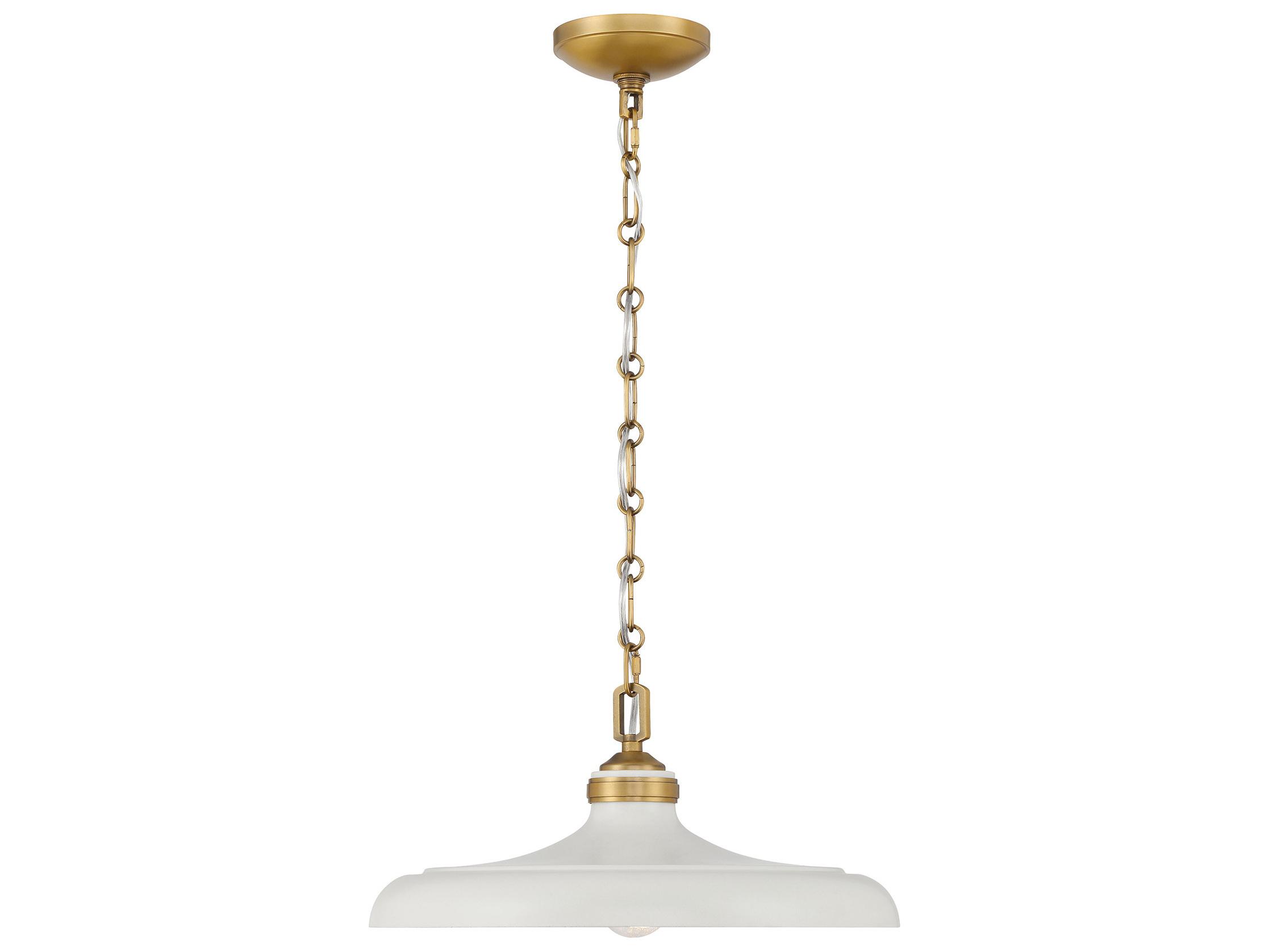 Minka Lavery Crowne 1-Light Legacy Brass Off White Cream Pendant