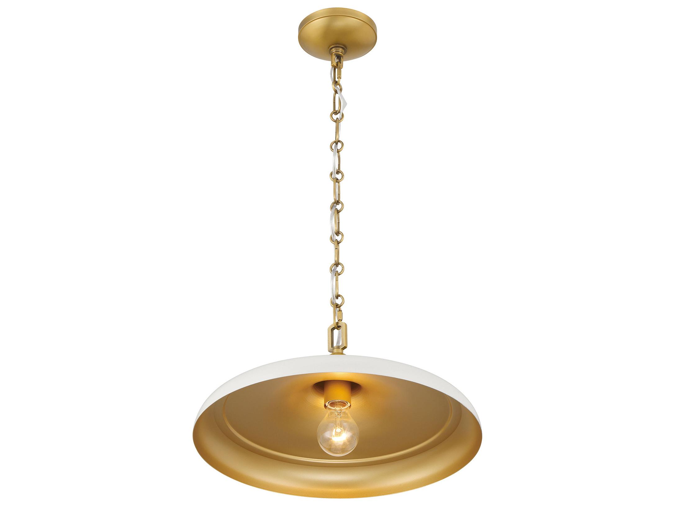 Minka Lavery Crowne 1-Light Legacy Brass Off White Cream Pendant