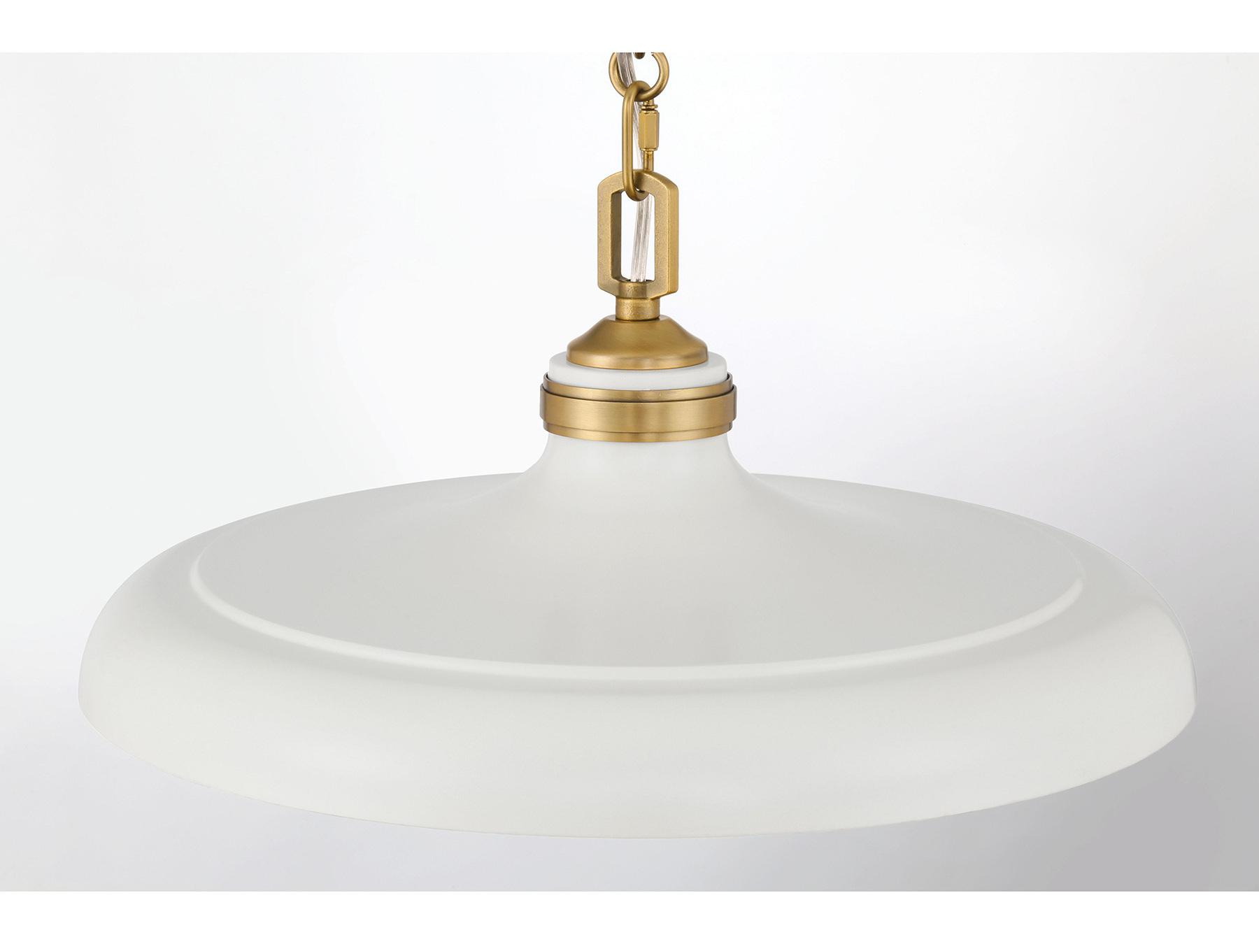 Minka Lavery Crowne 1-Light Legacy Brass Off White Cream Pendant