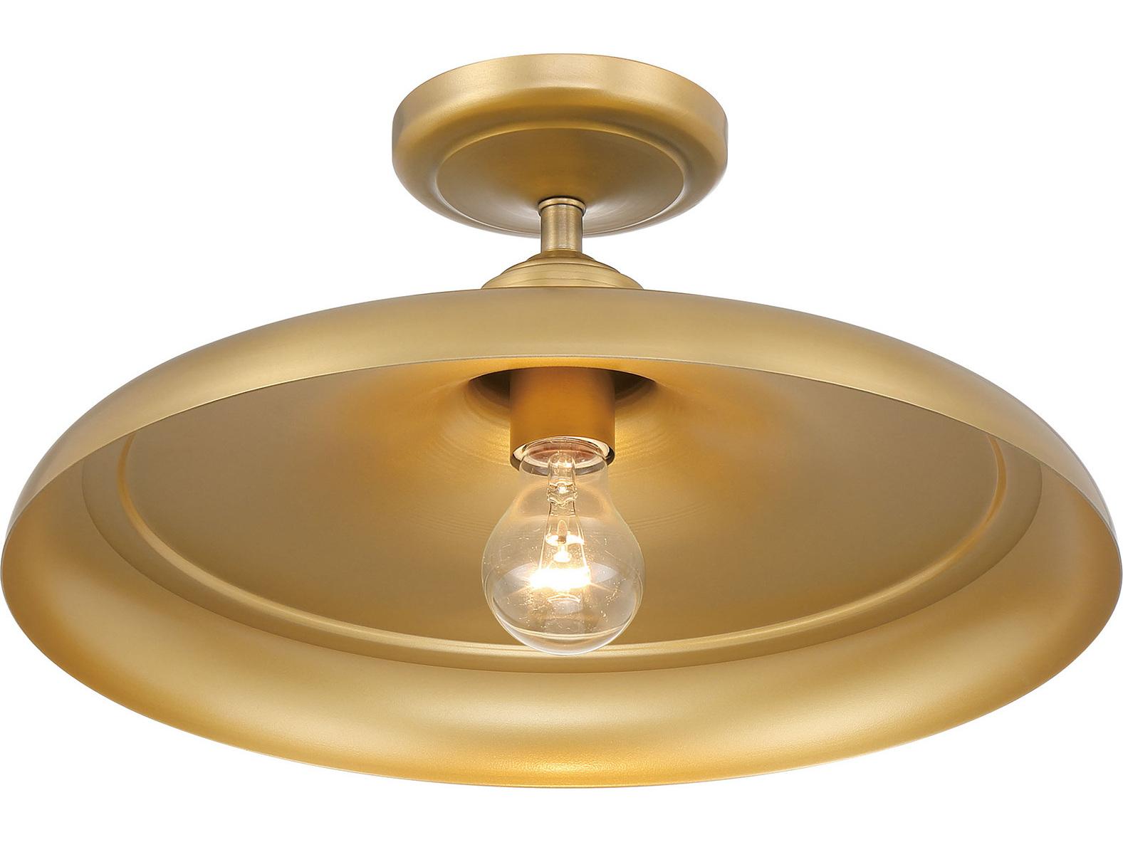 Minka Lavery Crowne 1-Light Legacy Brass Bell Semi Flush Mount