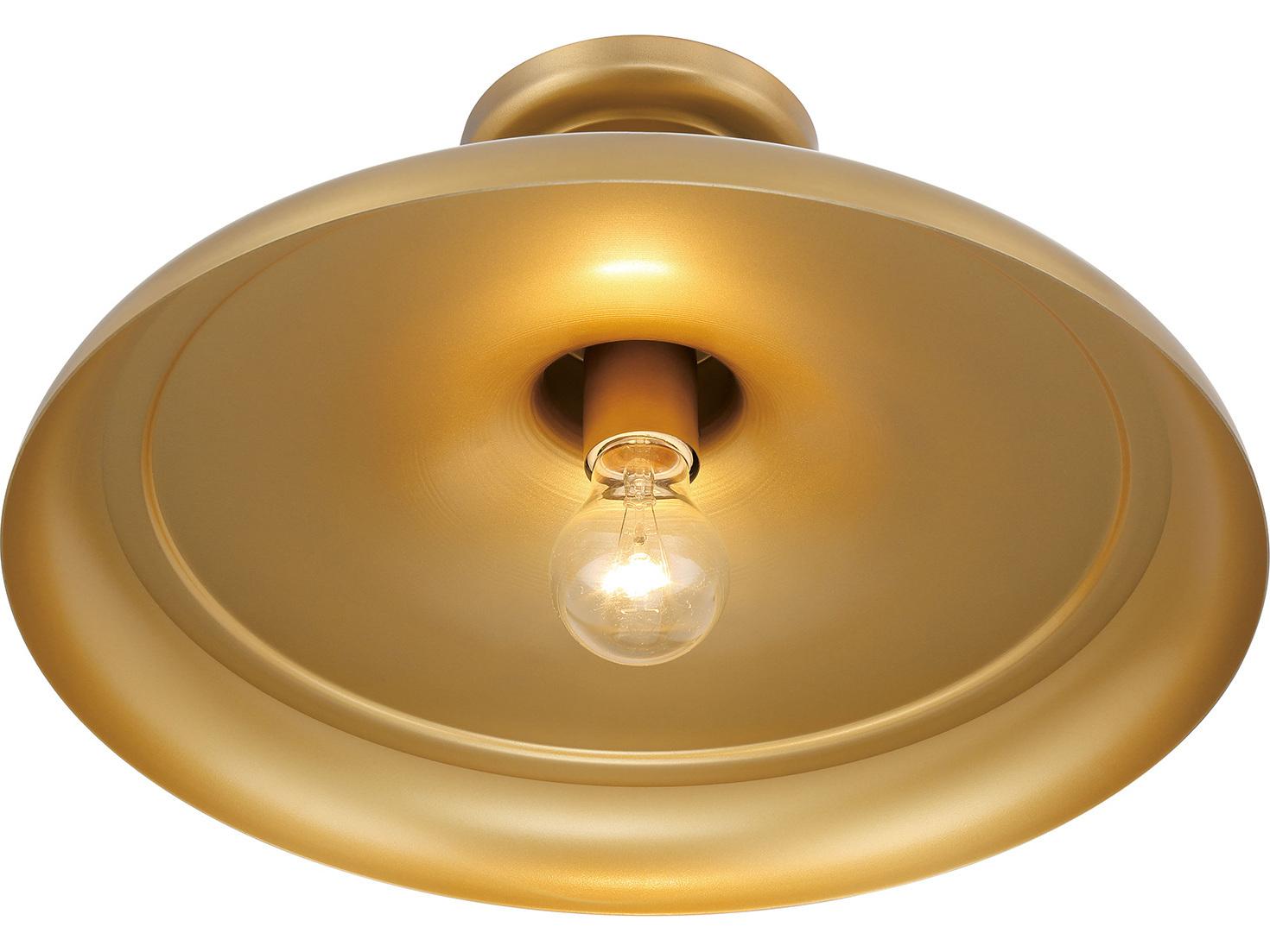 Minka Lavery Crowne 1-Light Legacy Brass Bell Semi Flush Mount