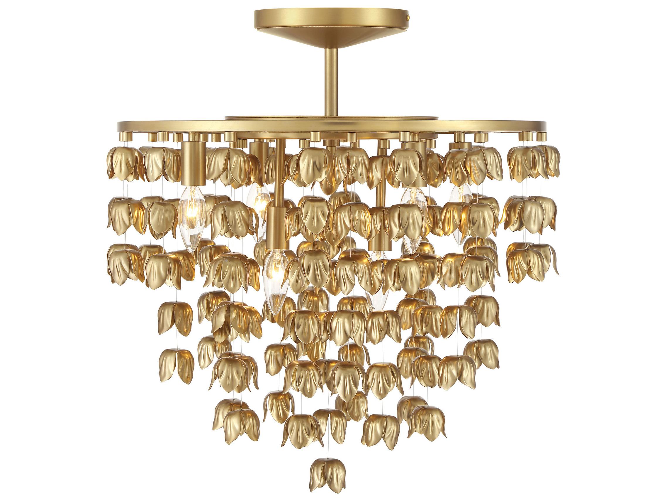 Minka Lavery Ashgrove 6-Light Legacy Brass Tiered Semi Flush Mount