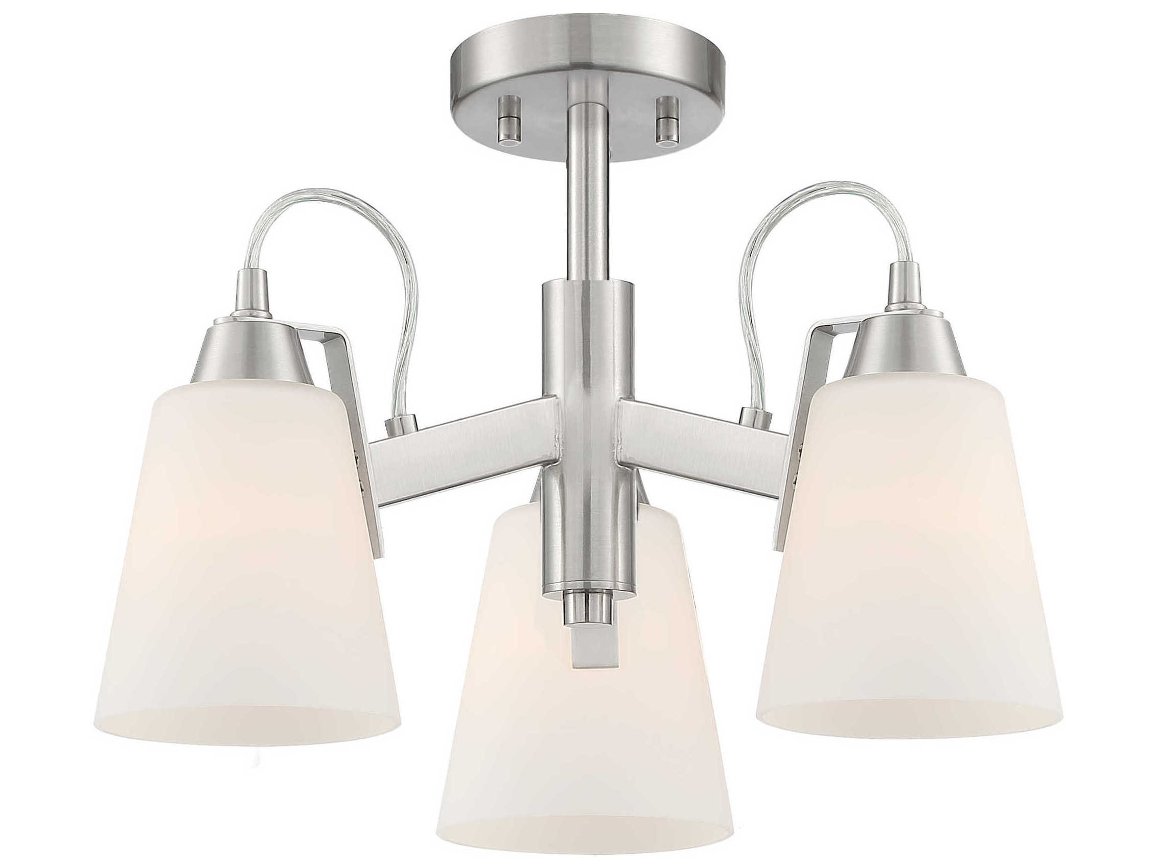 Minka Lavery Beckonridge 3-Light Brushed Nickel Glass Bell Semi Flush Mount