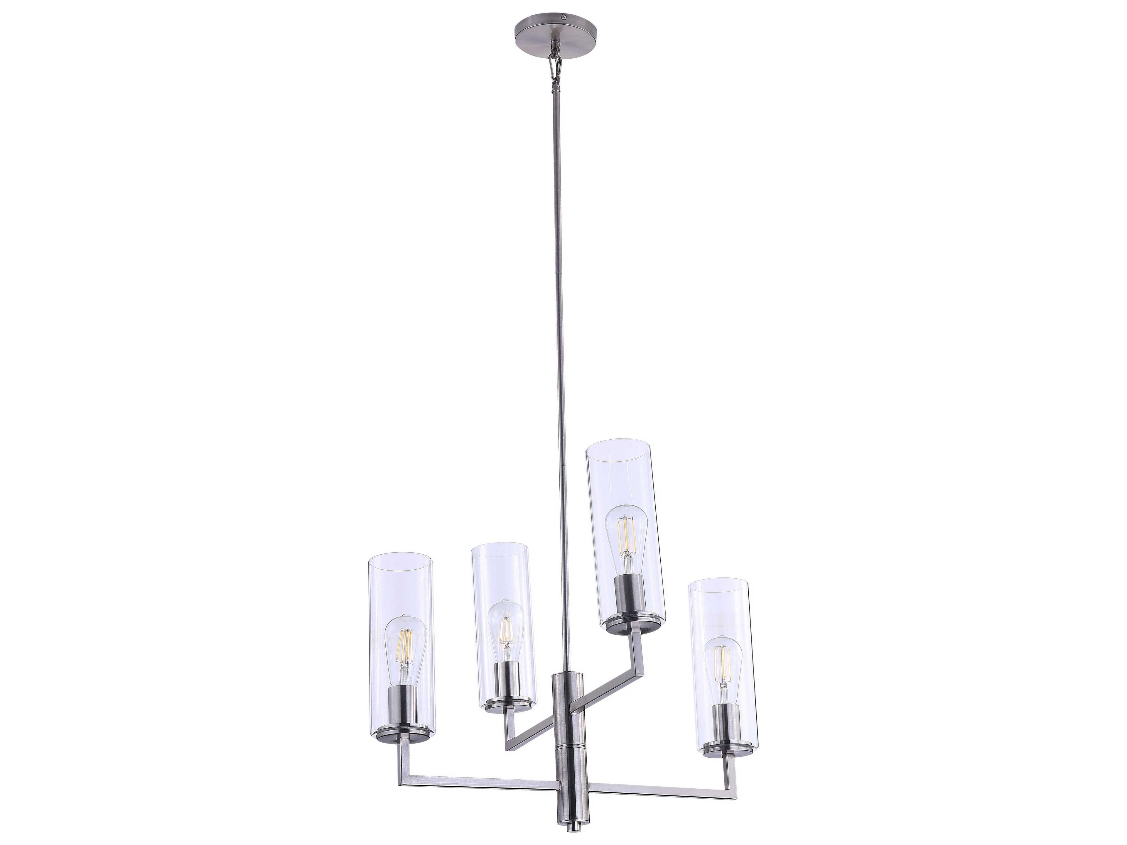 Minka Lavery Acacia 4-Light Brushed Nickel Glass Cylinder Chandelier