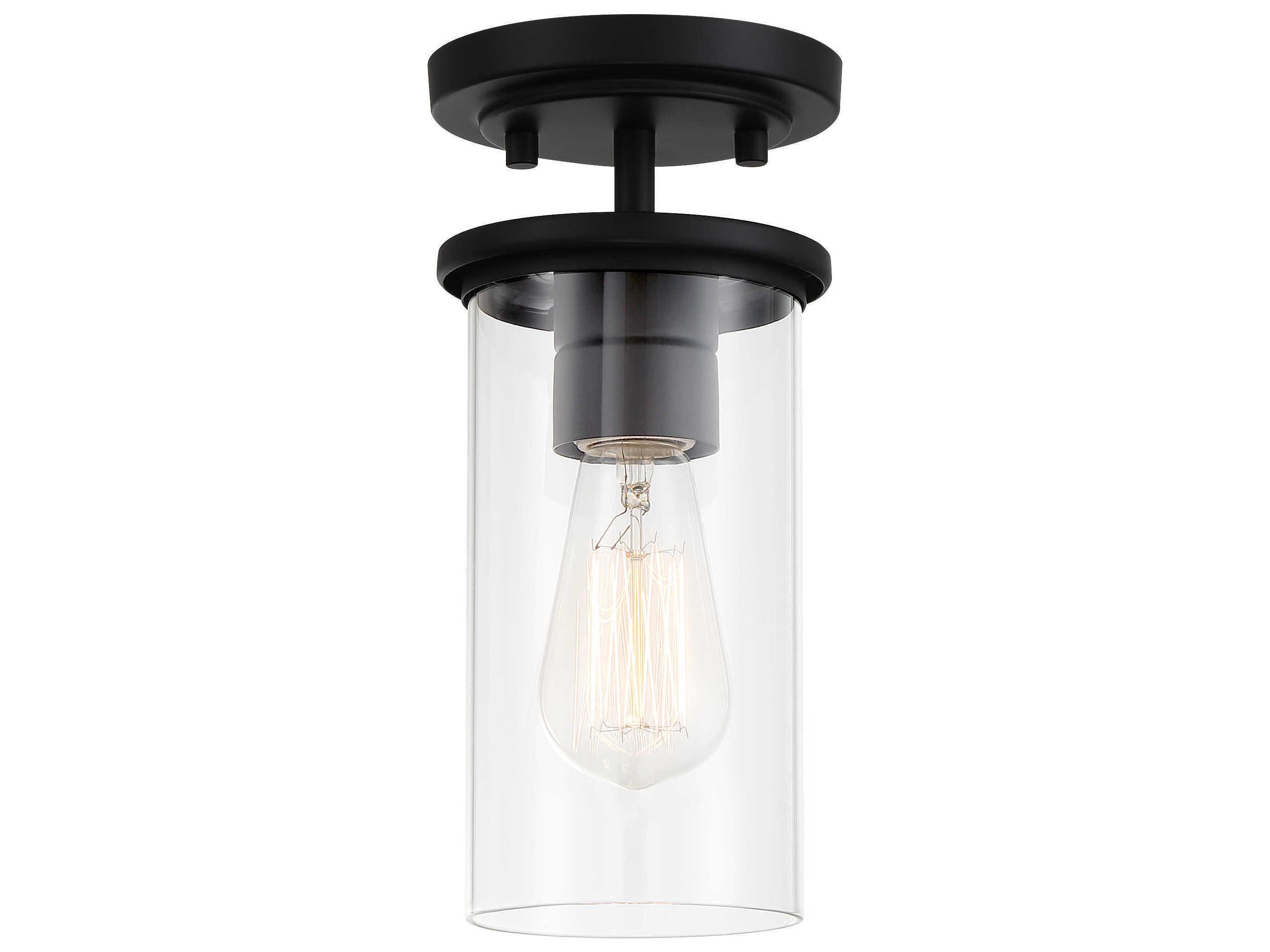 Minka Lavery Haisley 1-Light Coal Black Glass Cylinder Mini Pendant