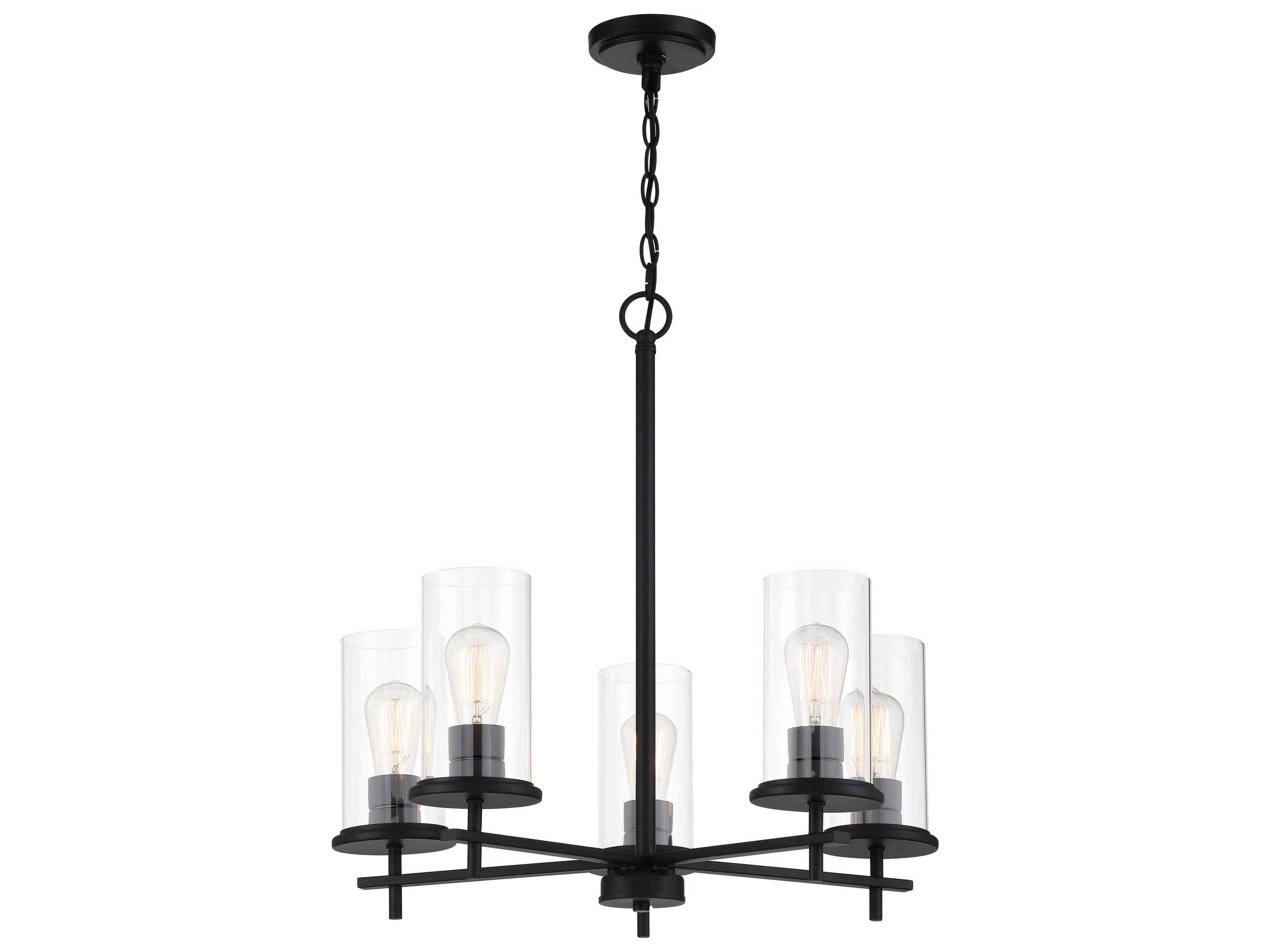 Minka Lavery Haisley 5-Light Coal Black Glass Cylinder Chandelier
