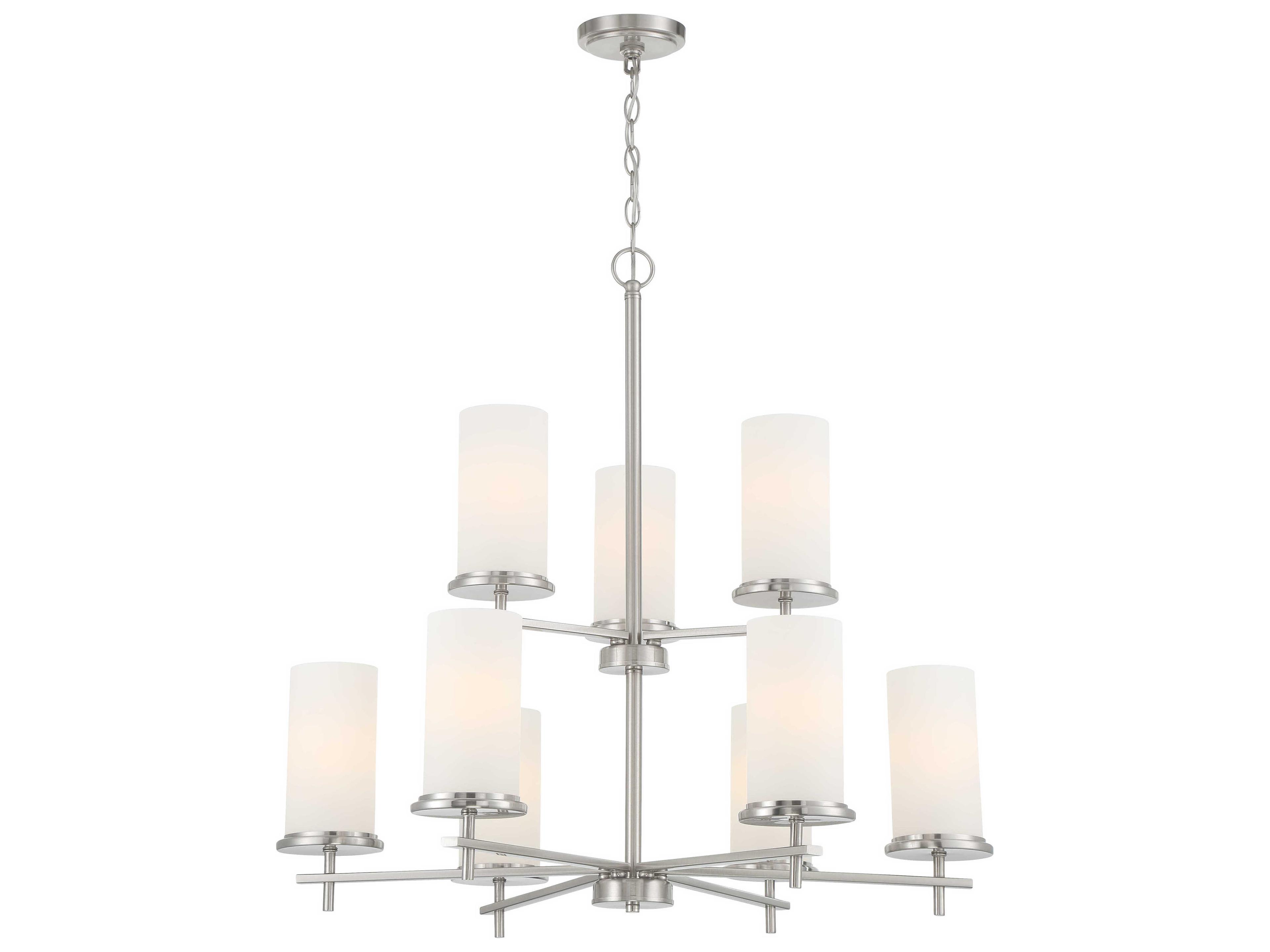 Minka Lavery Haisley 9-Light Brushed Nickel Glass Cylinder Chandelier