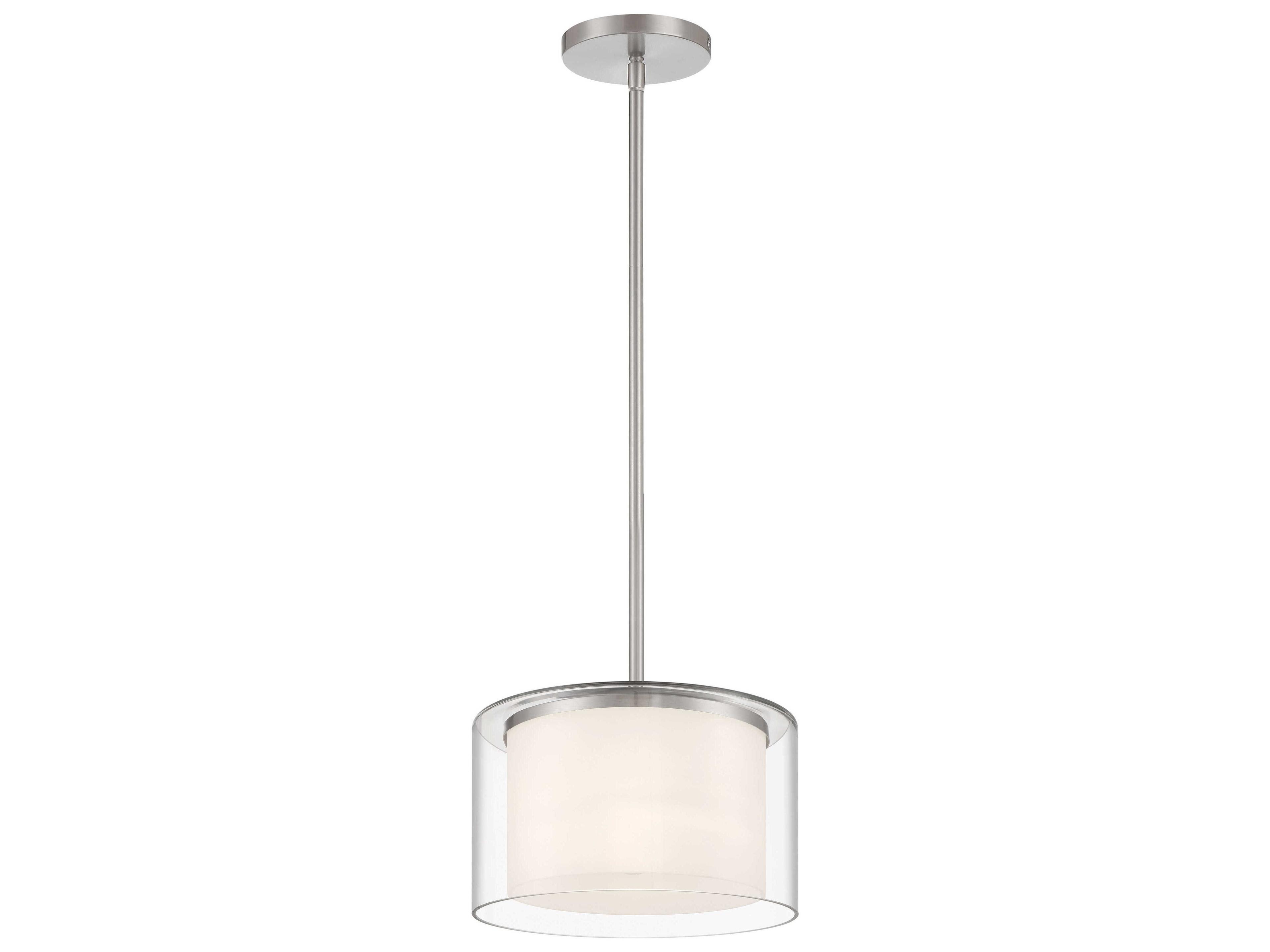 Minka Lavery Overland Park 1-Light Brushed Nickel Glass Drum Pendant