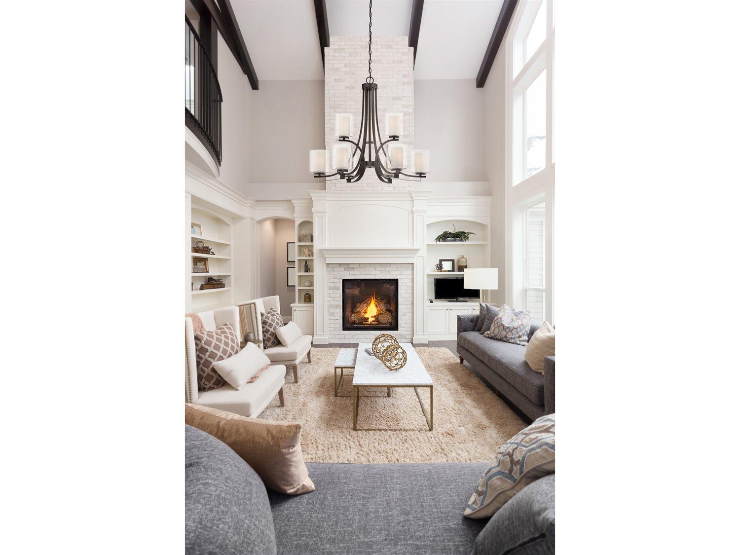 Minka Lavery Parsons Studio 9-Light Smoked Iron Black Glass Cylinder Linear Chandelier