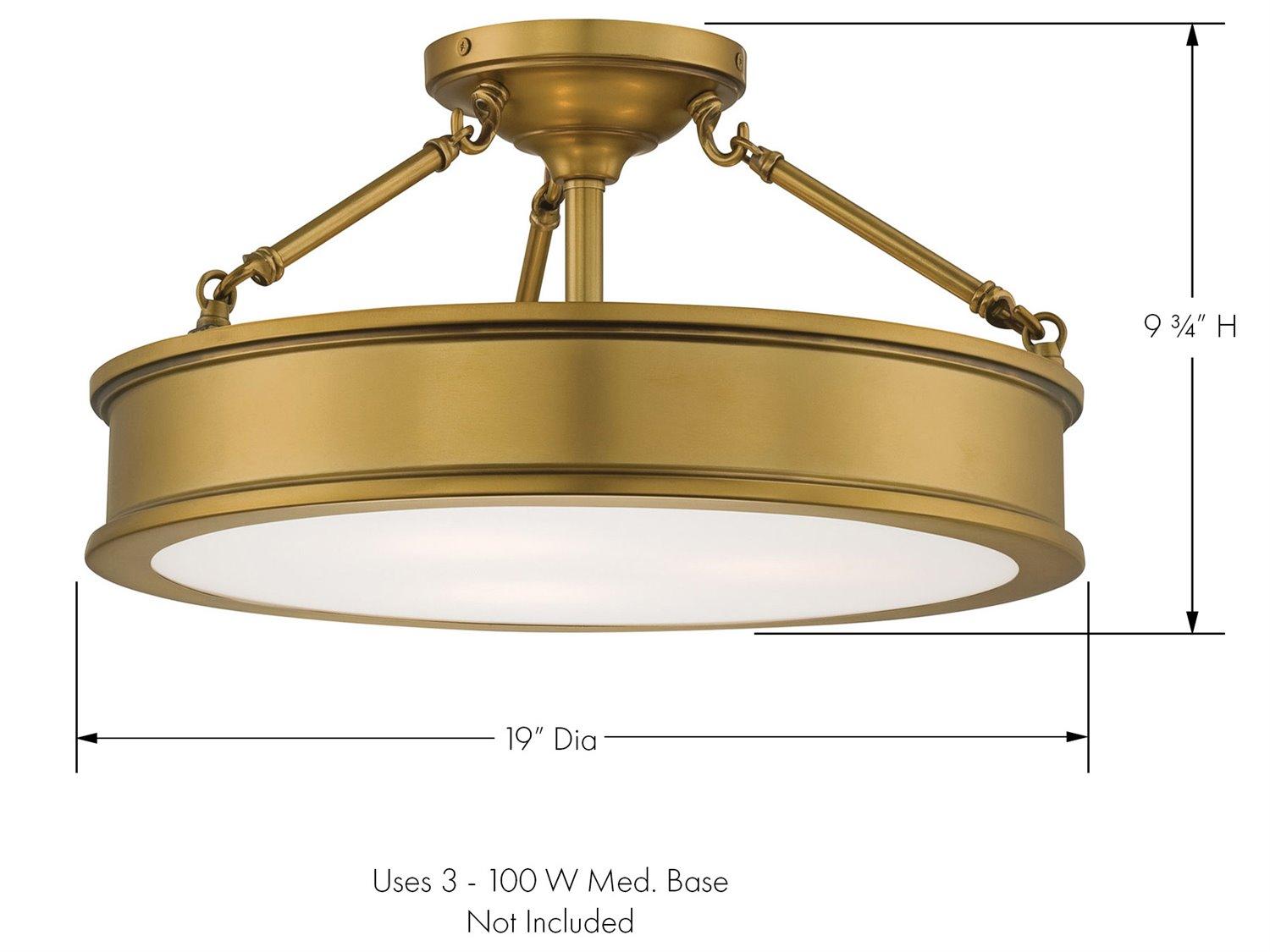 Minka Lavery Harbour Point Liberty Gold Glass LED Drum Semi Flush Mount