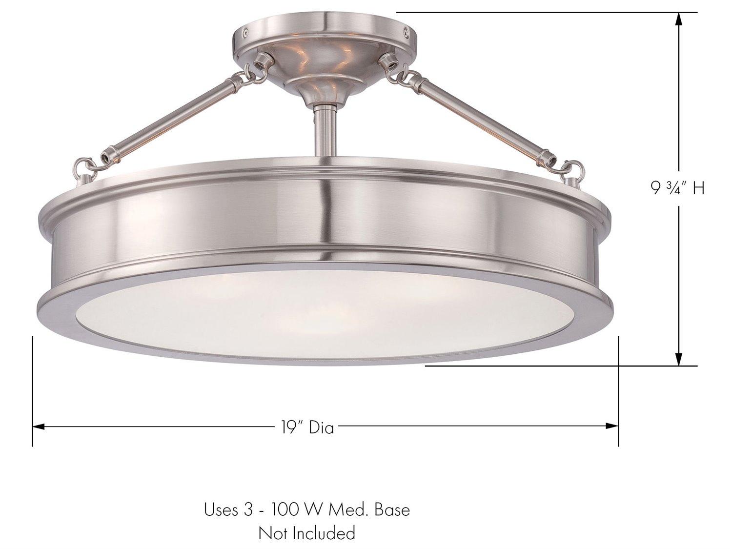Minka Lavery Harbour Point Brushed Nickel Glass Drum Semi Flush Mount