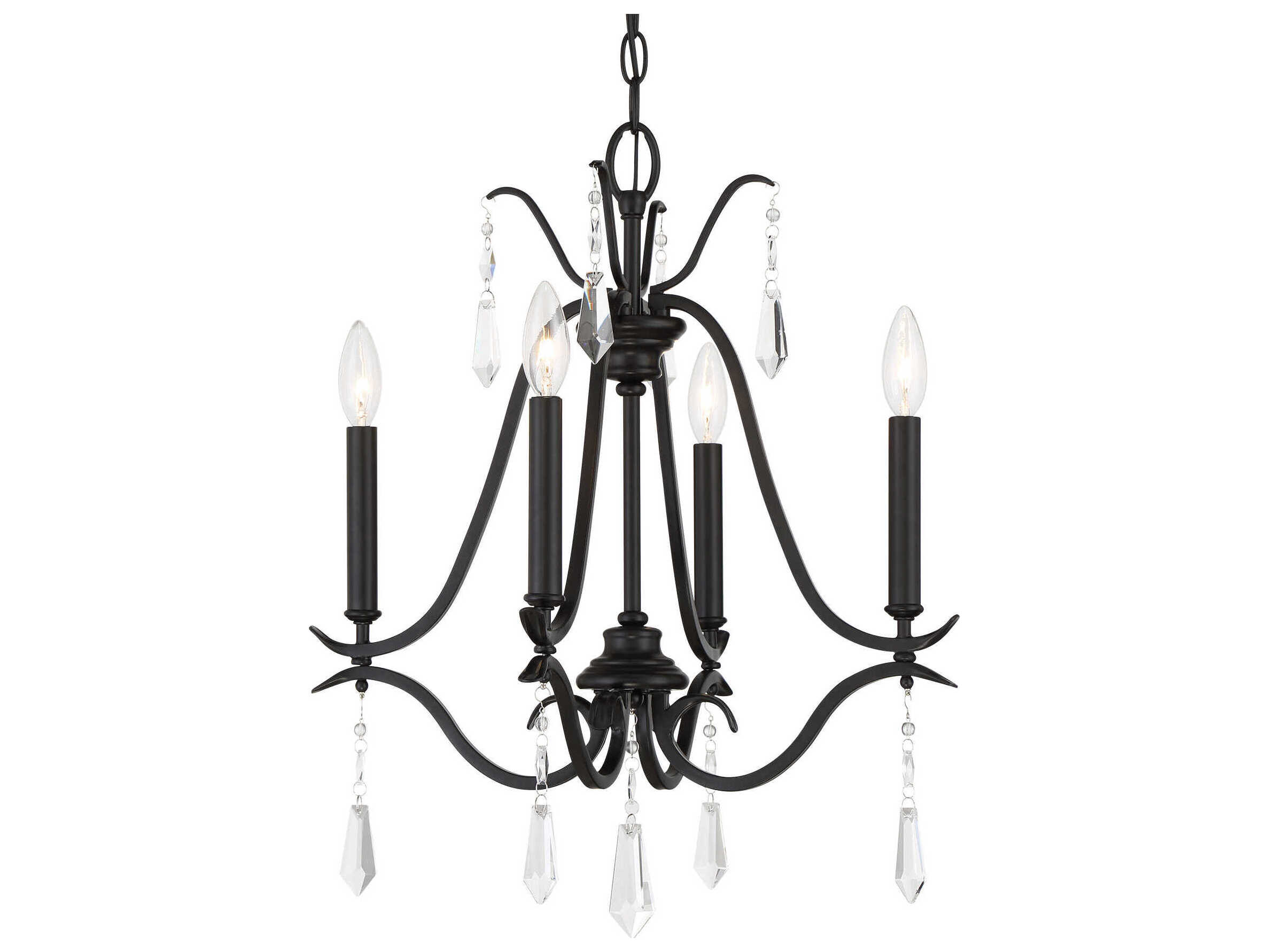 Minka Lavery Laurel Estate 4-Light Coal Black Crystal Candelabra Chandelier