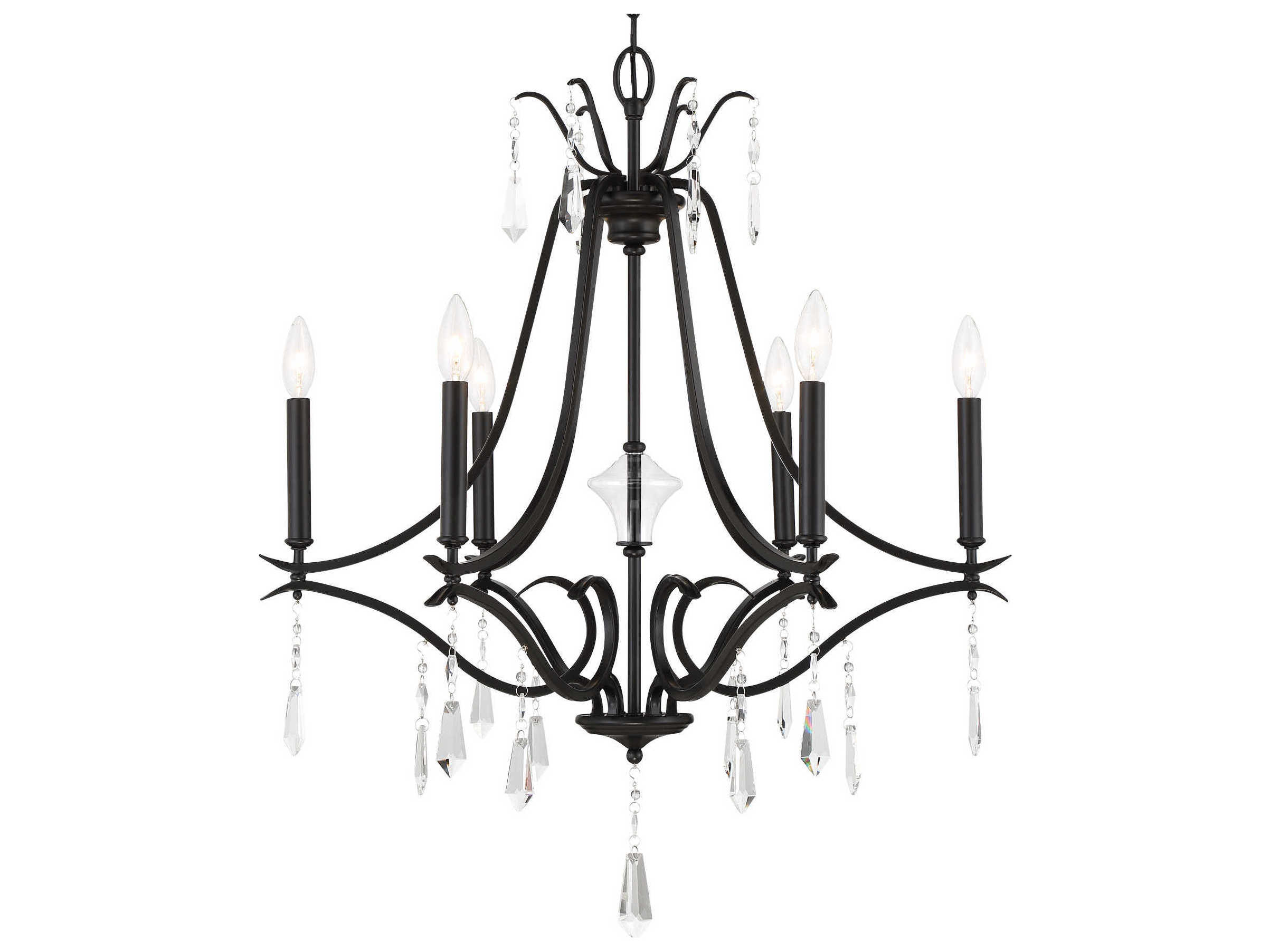 Minka Lavery Laurel Estate 6-Light Coal Black Crystal Chandelier