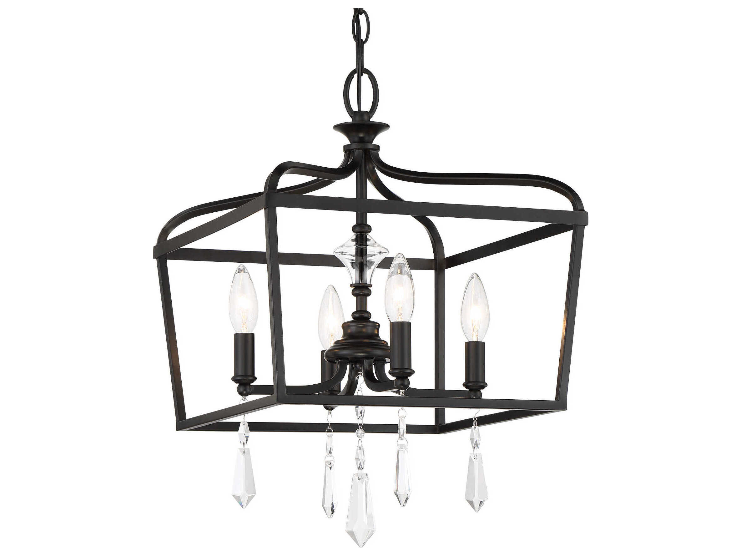 Minka Lavery Laurel Estate 4-Light Coal Black Crystal Glass Candelabra Chandelier