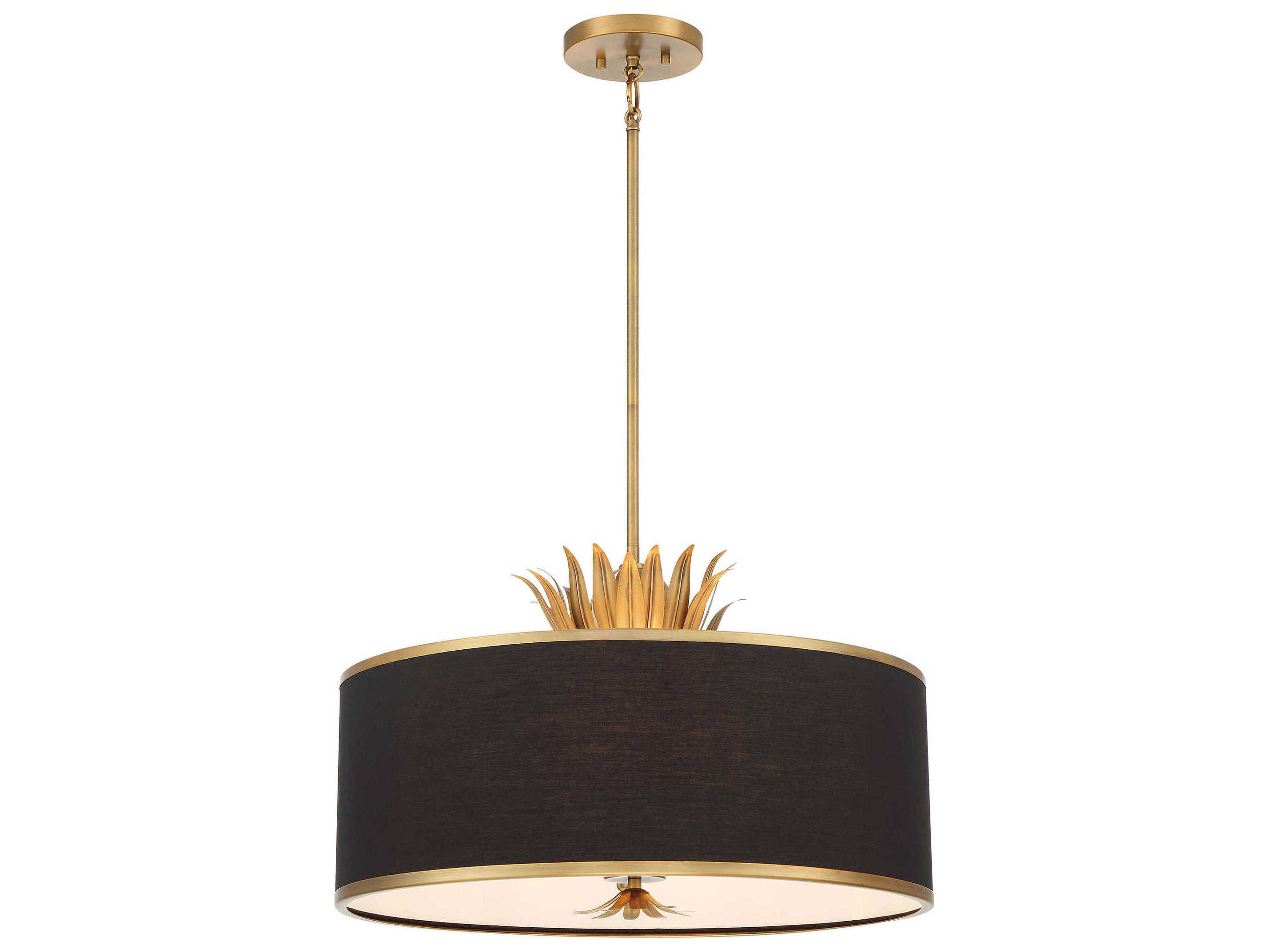 Minka Lavery Caprio 4-Light Natural Brushed Brass Black Crystal Drum Pendant