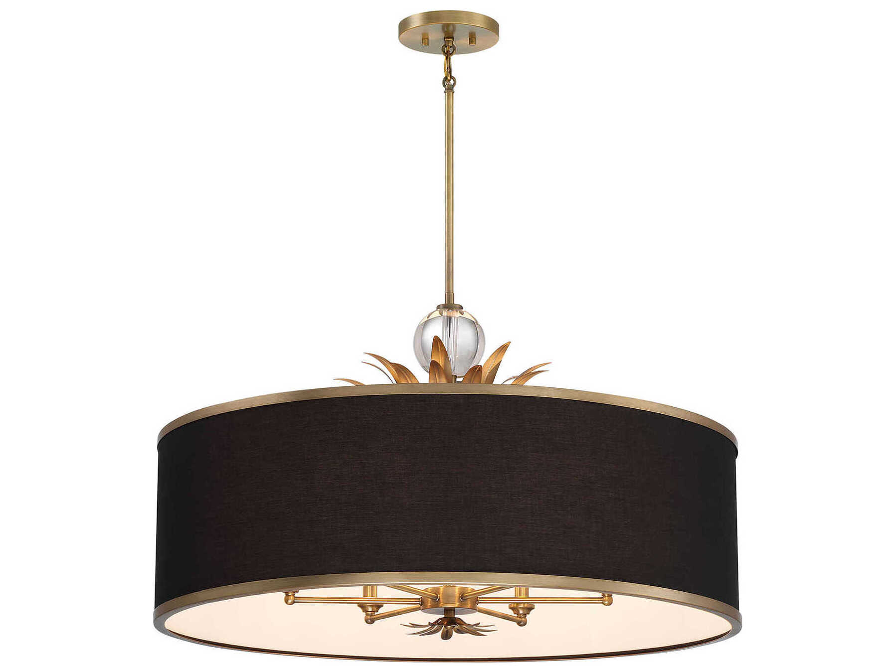 Minka Lavery Caprio 6-Light Natural Brushed Brass Black Drum Pendant