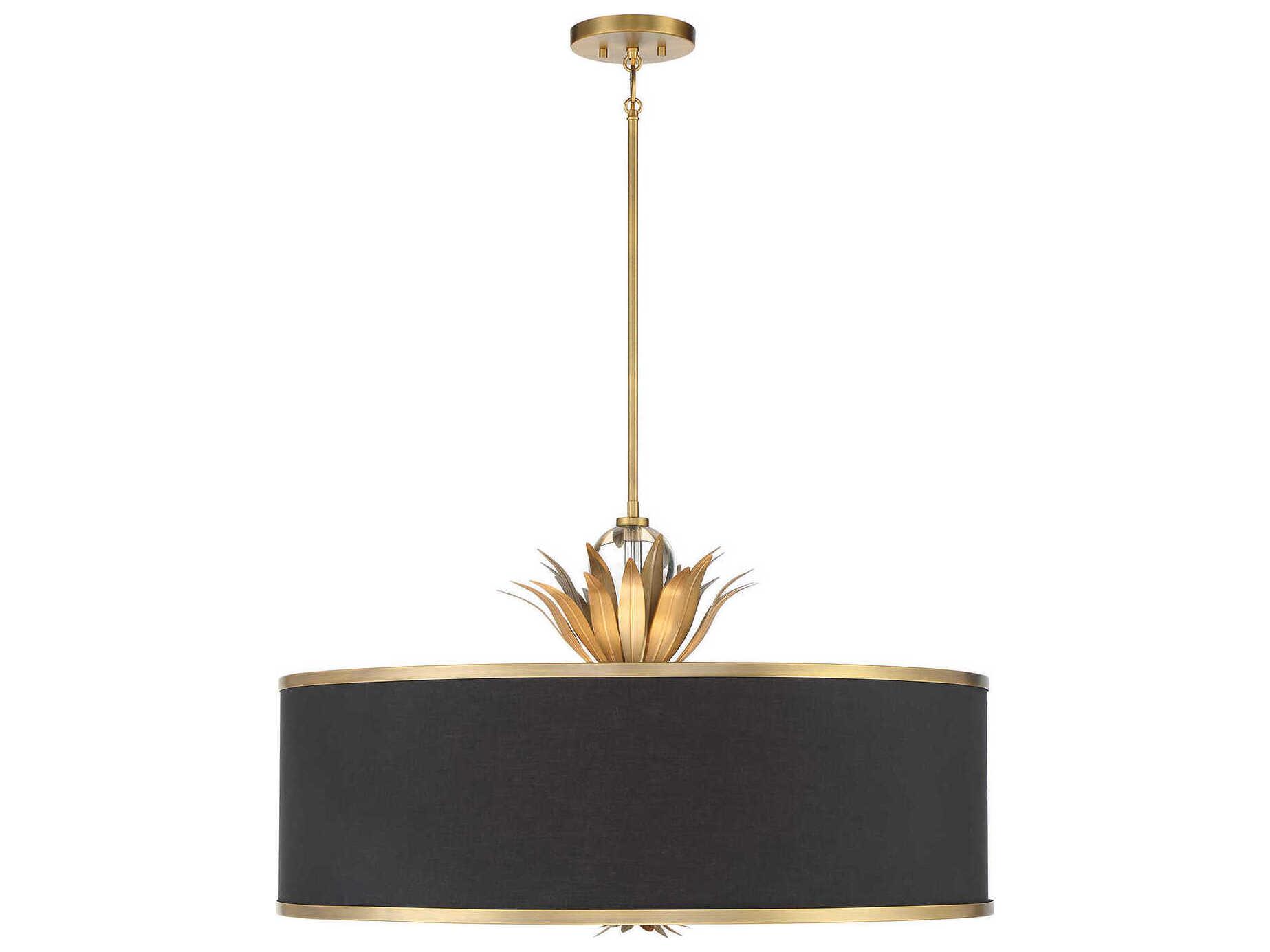 Minka Lavery Caprio 6-Light Natural Brushed Brass Black Drum Pendant