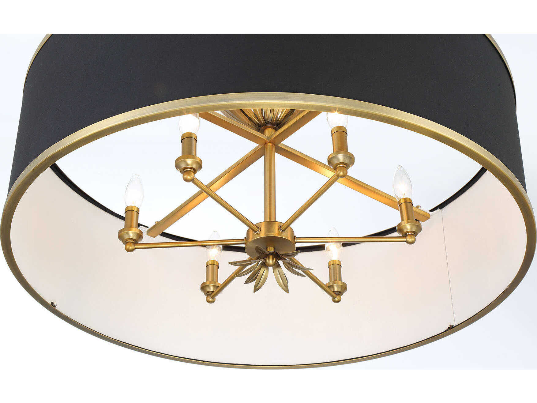 Minka Lavery Caprio 6-Light Natural Brushed Brass Black Drum Pendant