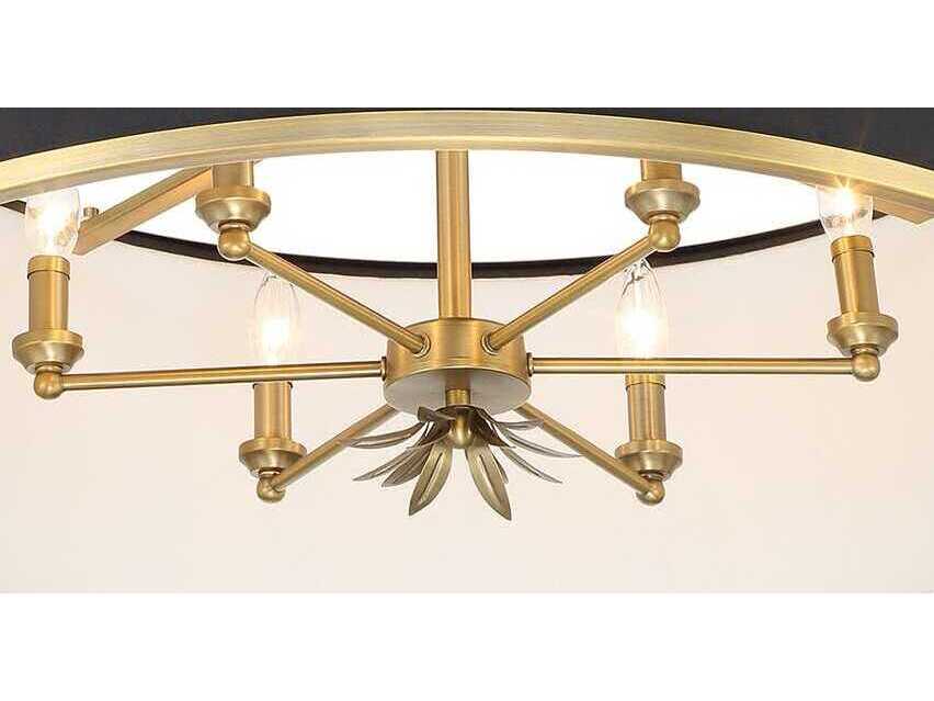 Minka Lavery Caprio 6-Light Natural Brushed Brass Black Drum Pendant