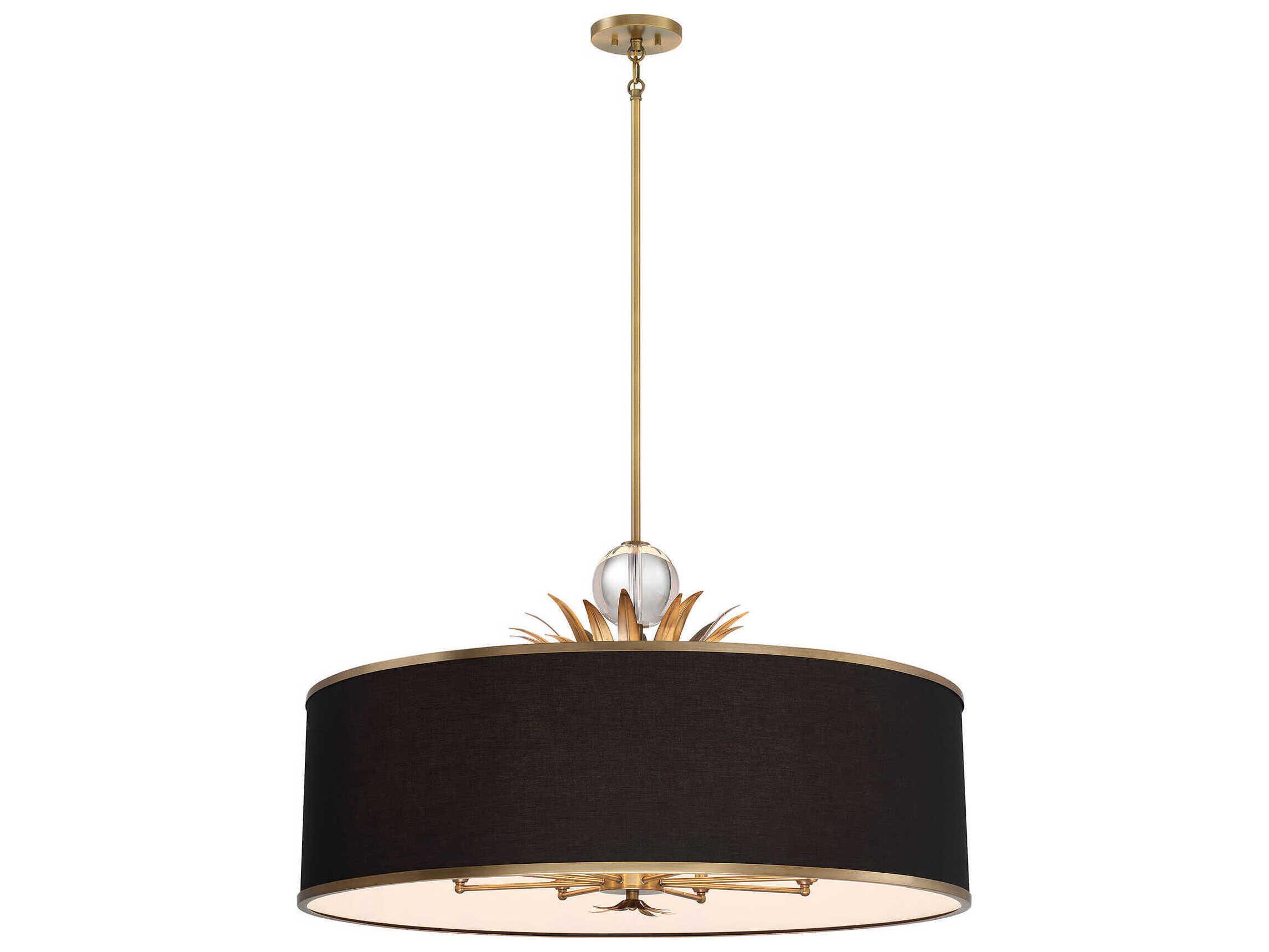 Minka Lavery Caprio 8-Light Natural Brushed Brass Black Drum Pendant