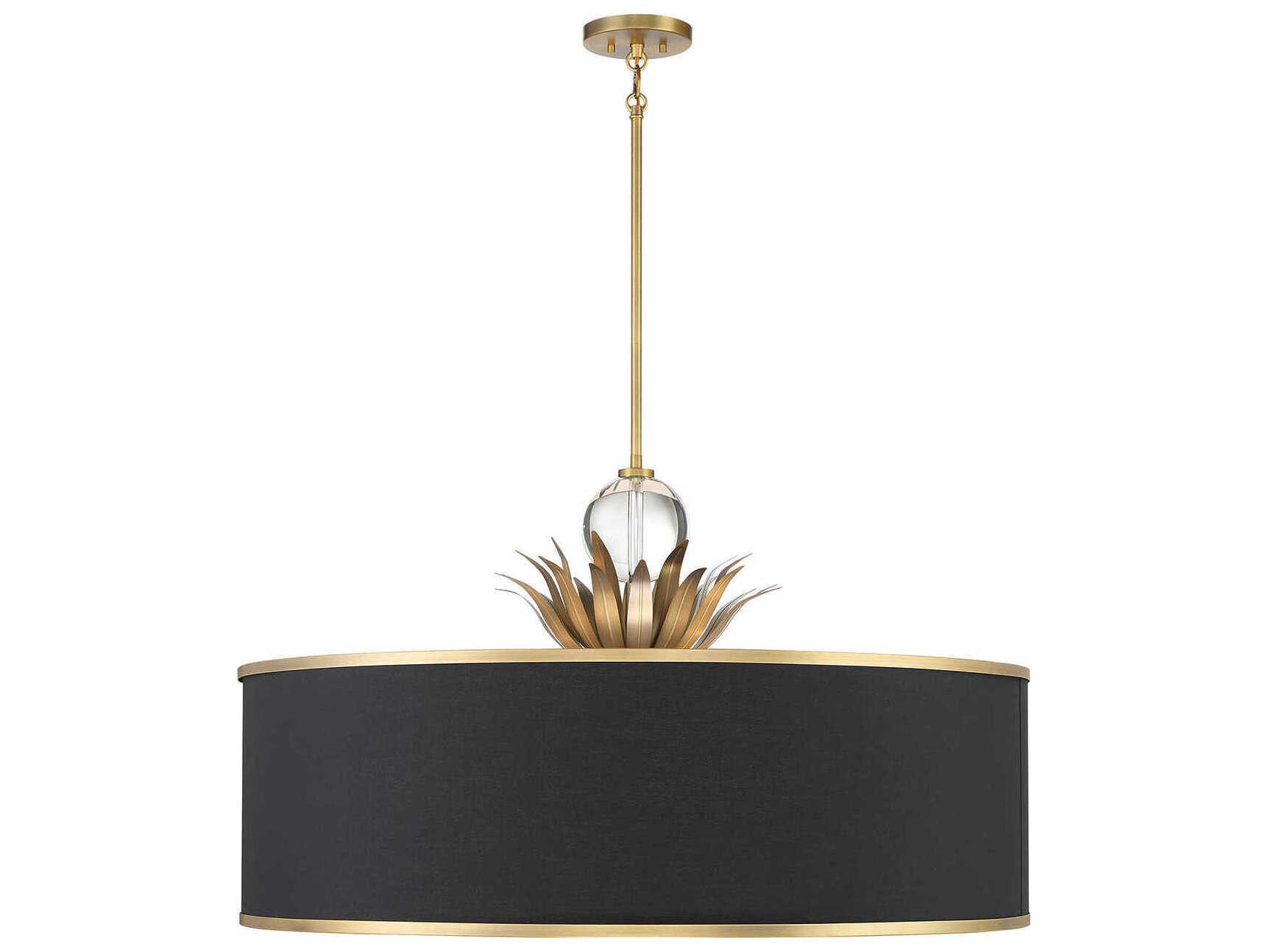 Minka Lavery Caprio 8-Light Natural Brushed Brass Black Drum Pendant
