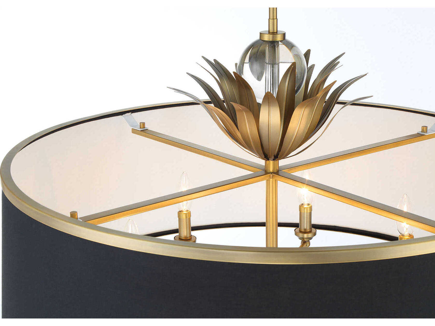 Minka Lavery Caprio 8-Light Natural Brushed Brass Black Drum Pendant