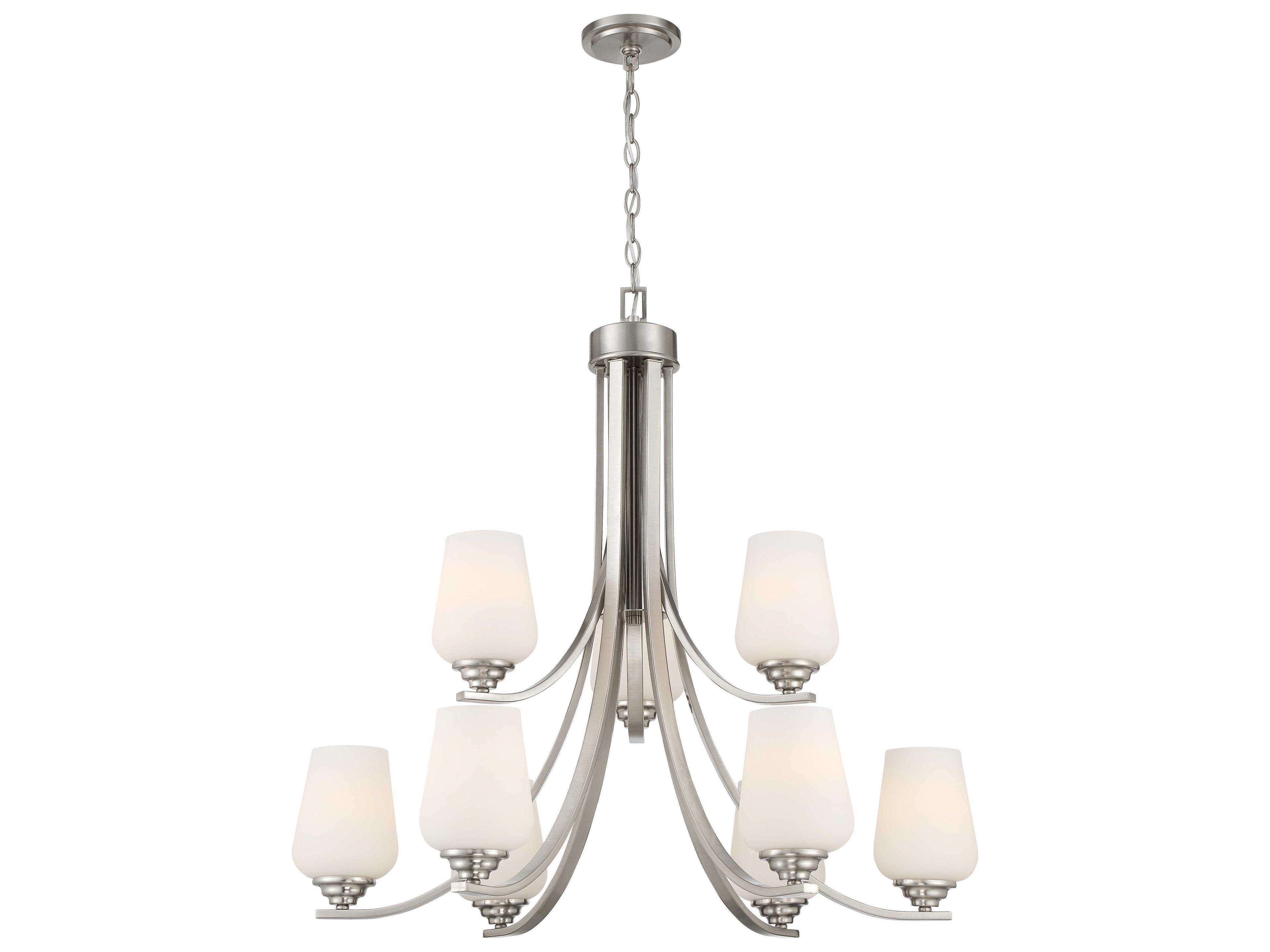 Minka Lavery Shyloh 9-Light Brushed Nickel Glass Bell Chandelier