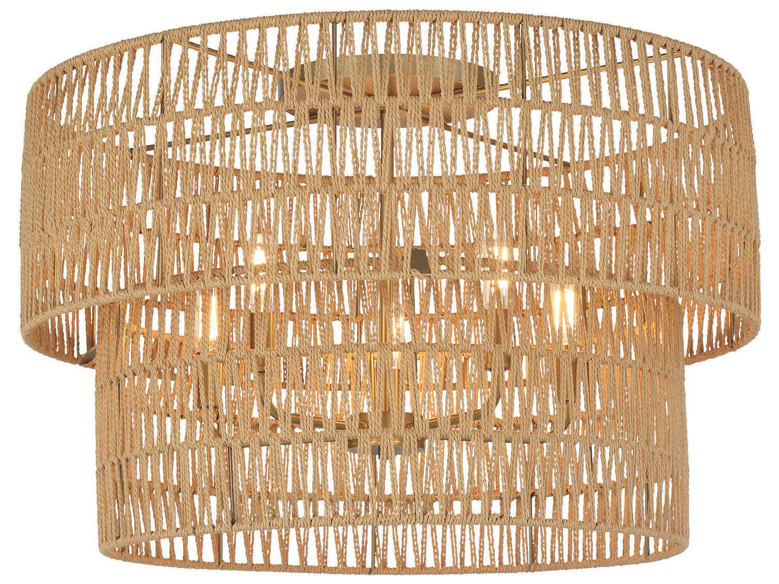 Minka Lavery Bungalow Heaven 5-Light Soft Brass Tiered Flush Mount