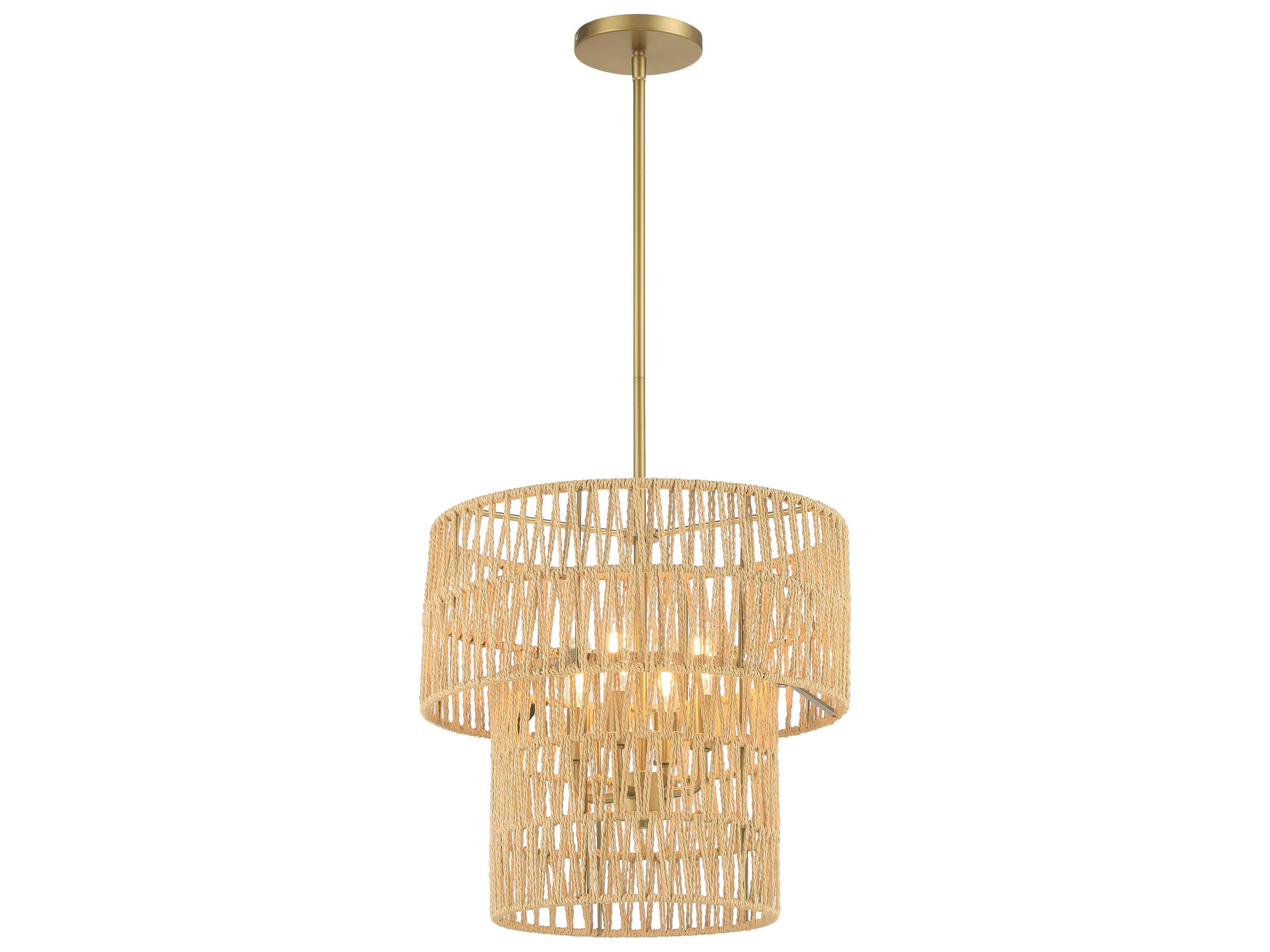 Minka Lavery Bungalow Heaven 4-Light Soft Brass Brown Tiered Pendant