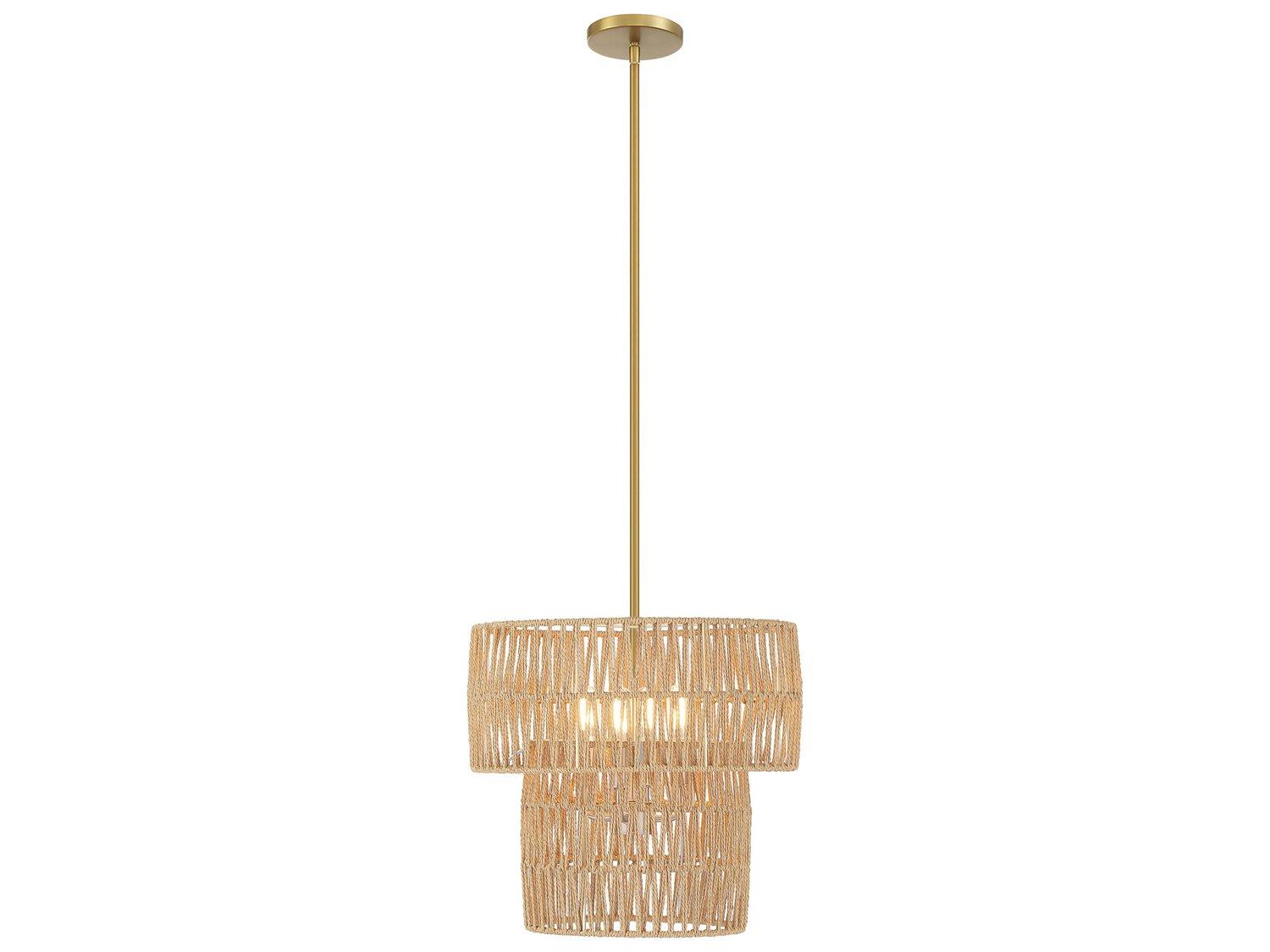 Minka Lavery Bungalow Heaven 4-Light Soft Brass Brown Tiered Pendant