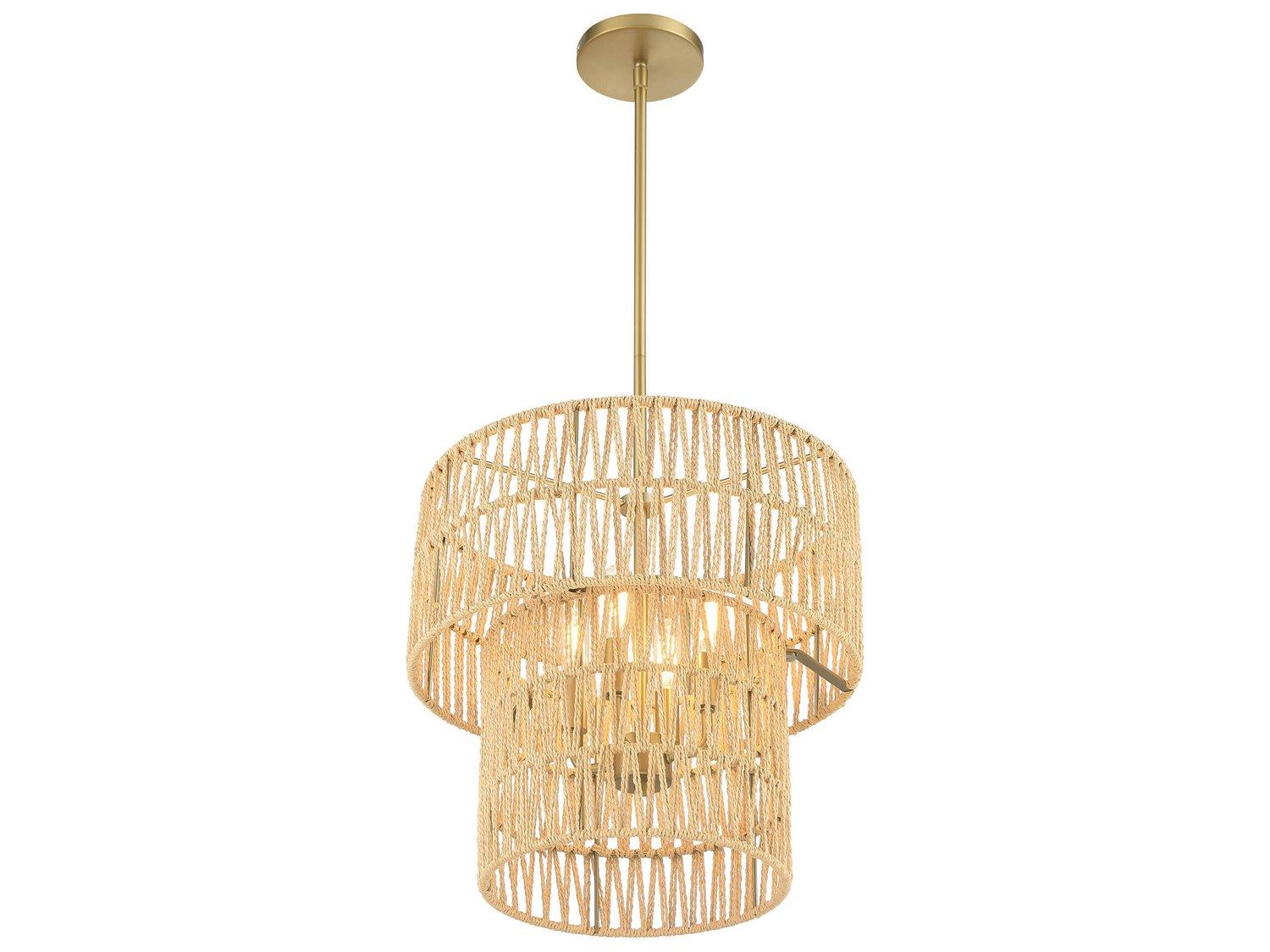 Minka Lavery Bungalow Heaven 4-Light Soft Brass Brown Tiered Pendant