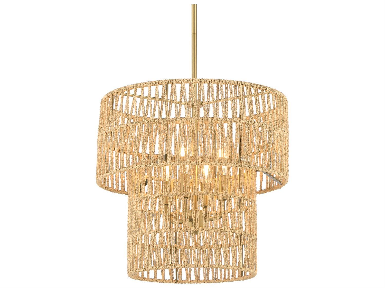 Minka Lavery Bungalow Heaven 4-Light Soft Brass Brown Tiered Pendant