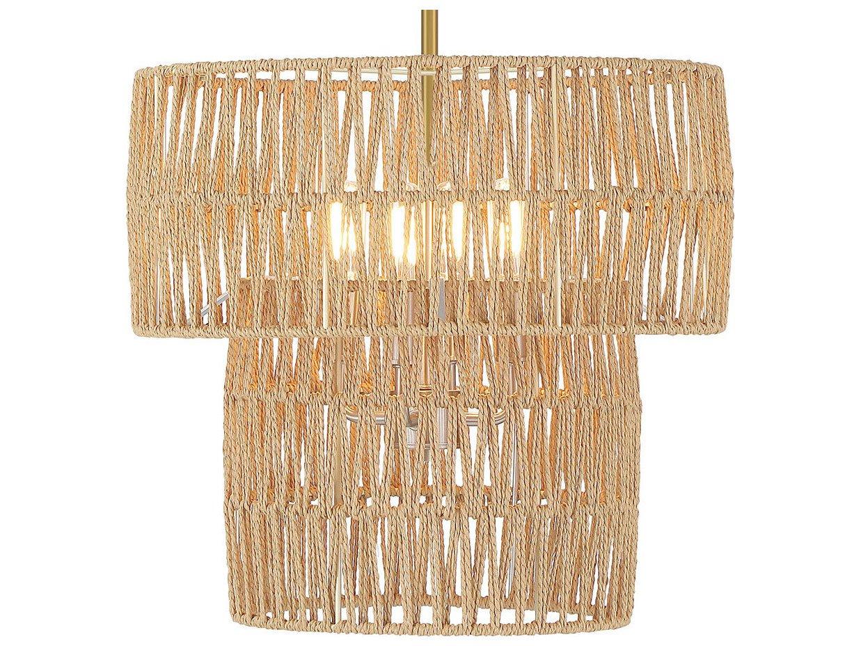 Minka Lavery Bungalow Heaven 4-Light Soft Brass Brown Tiered Pendant
