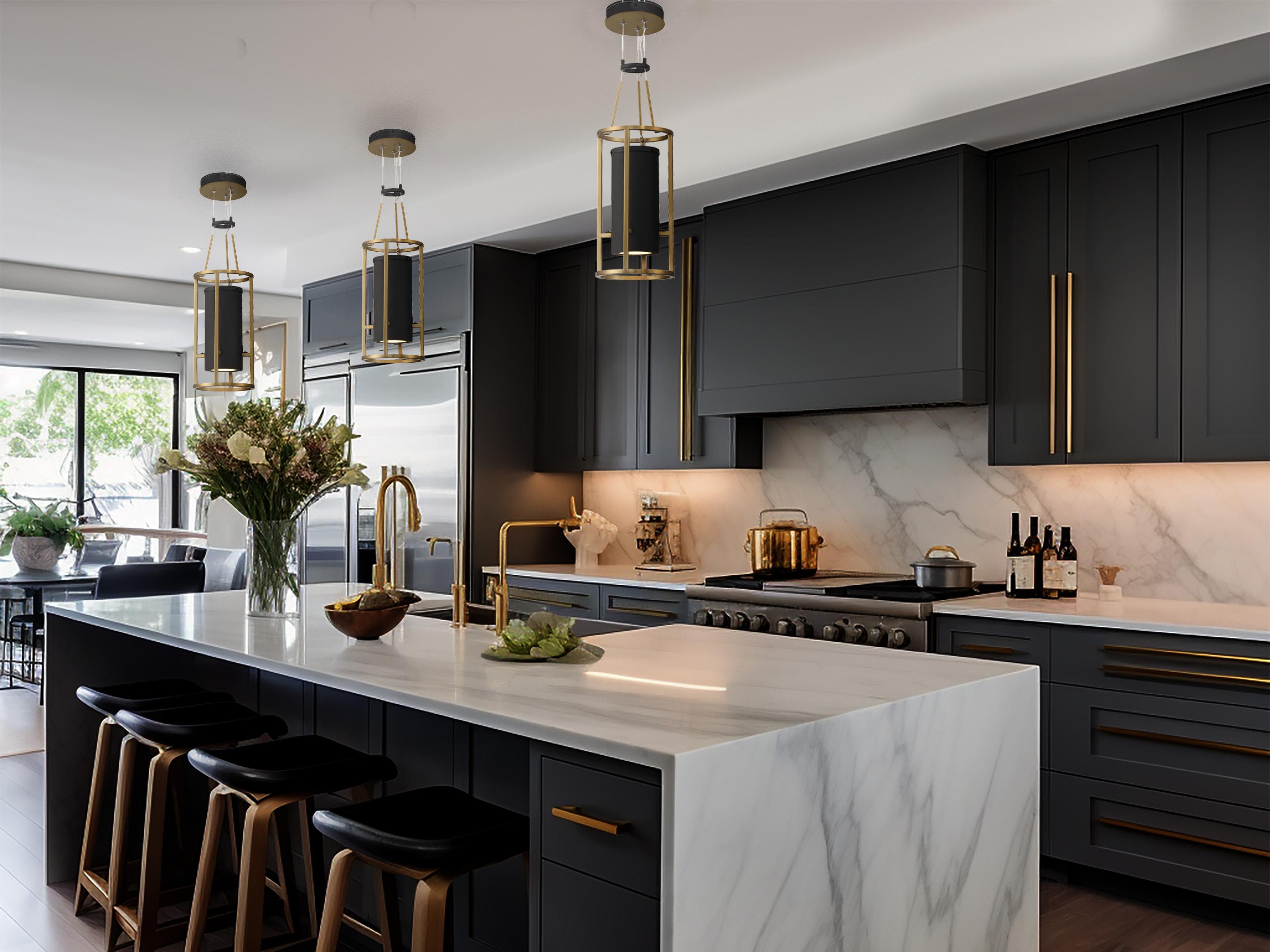 Minka Lavery Levitation 1-Light Soft Brass Sand Coal Black LED Mini Pendant