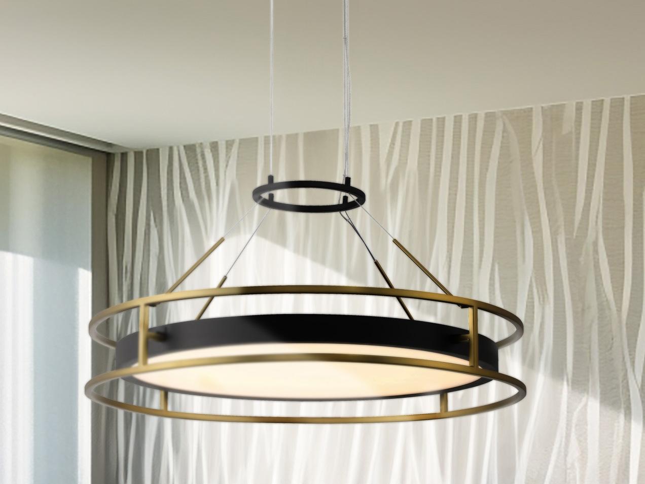 Minka Lavery Levitation 1-Light Sand Coal Soft Brass Black LED Pendant