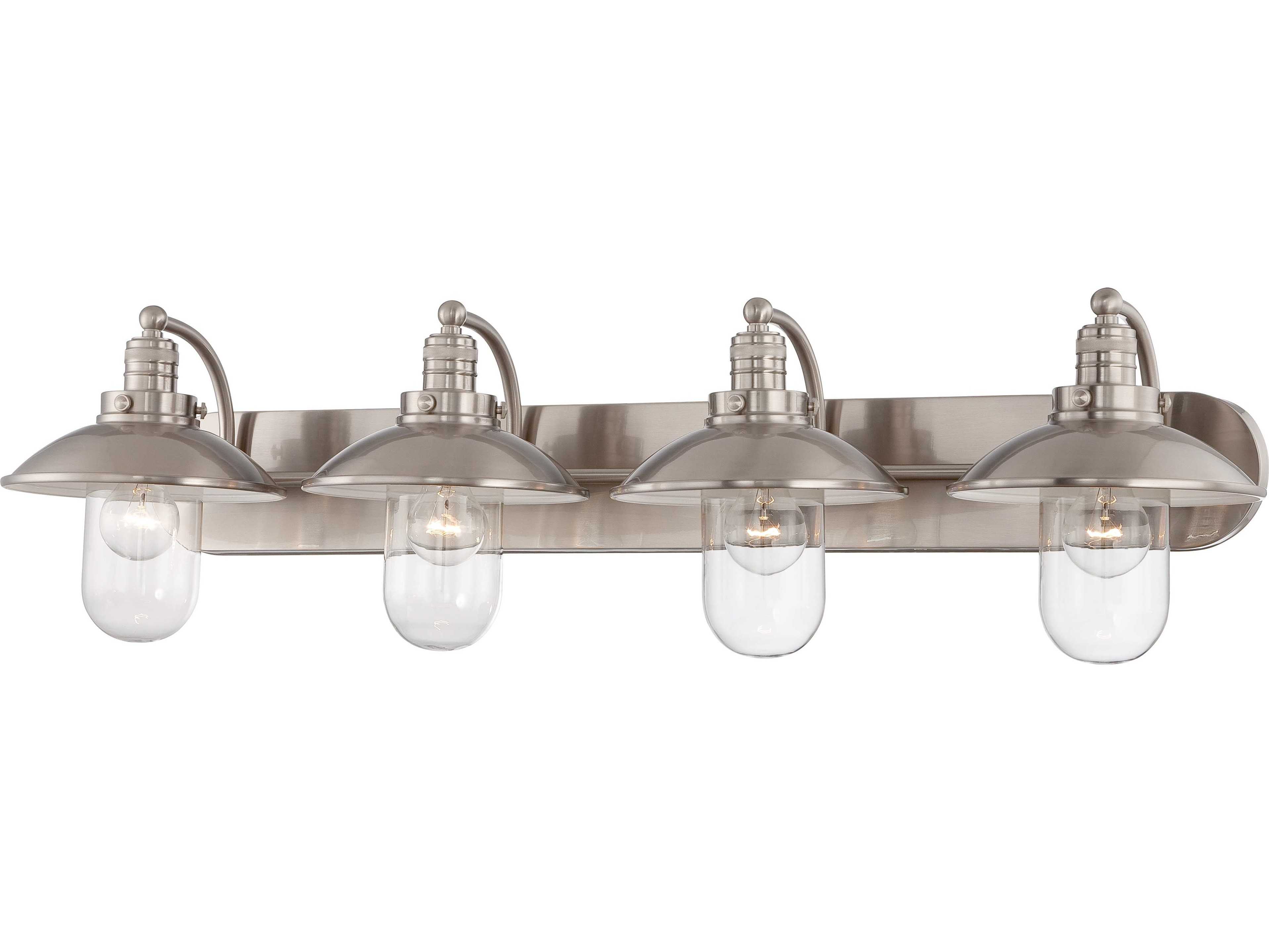 Minka Lavery Downtown Edison 4-Light Brushed Nickel Glass Vanity Light