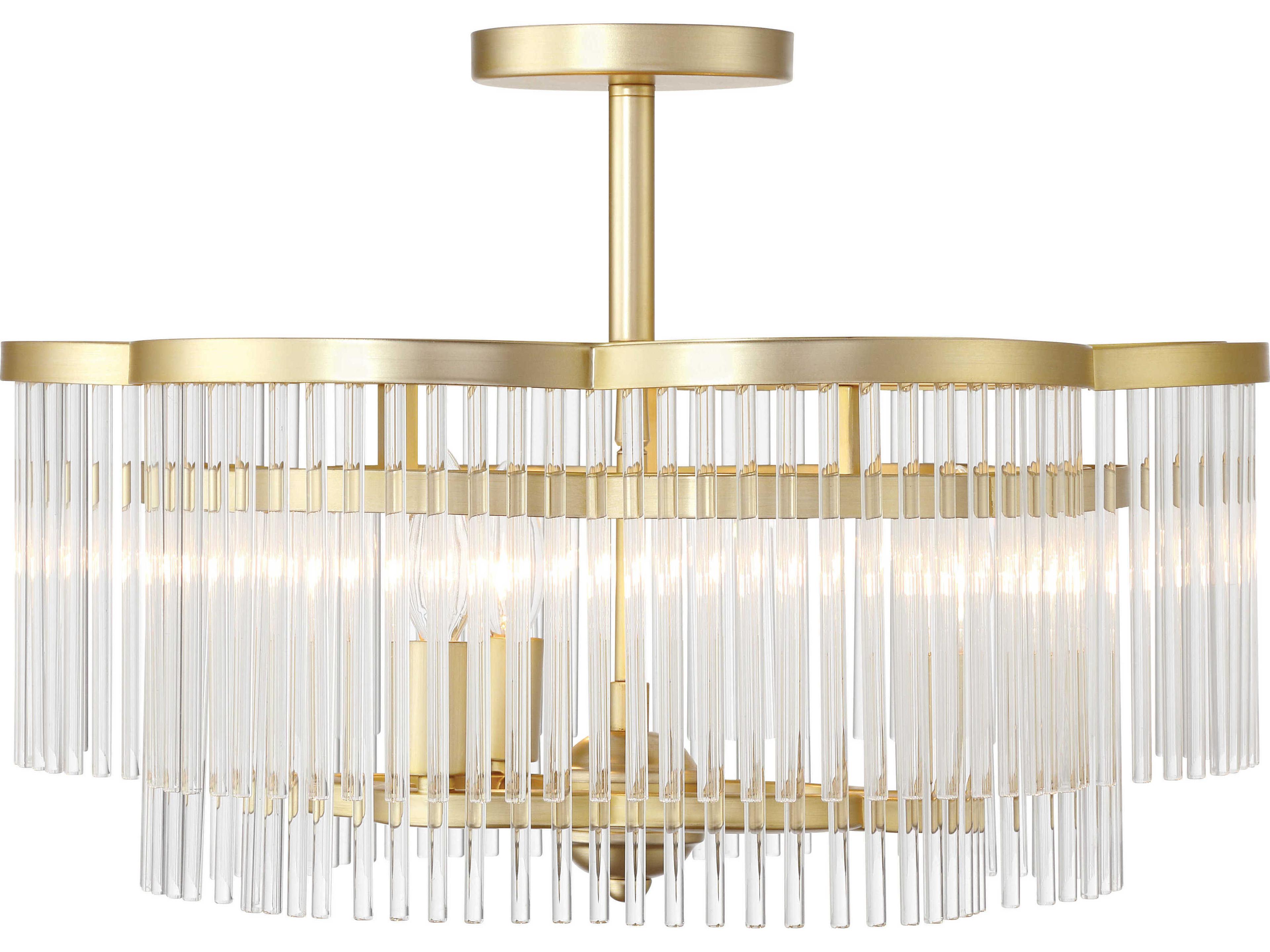 Minka Lavery Azura 3-Light Heirloom Brass Tiered Semi Flush Mount