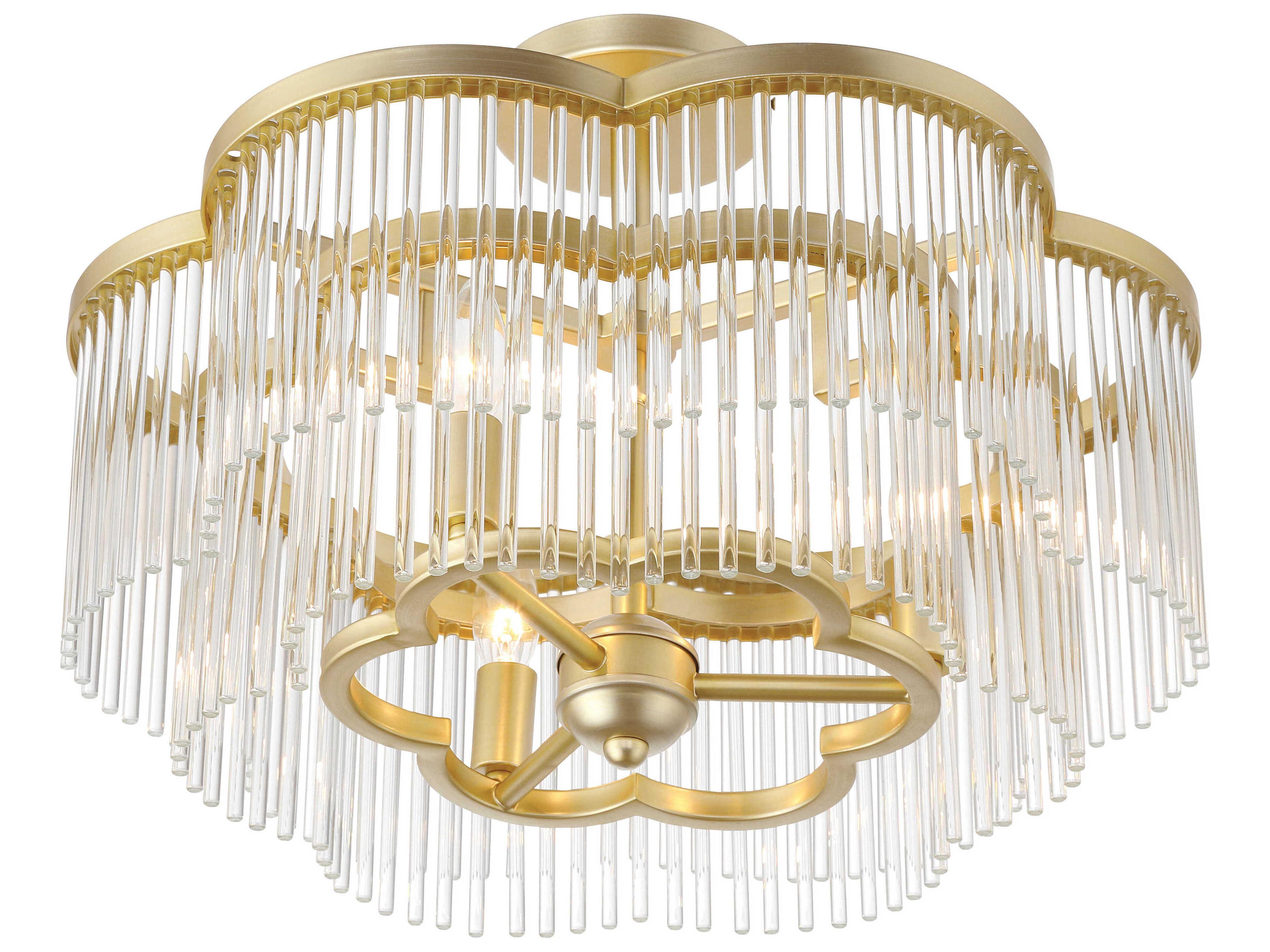 Minka Lavery Azura 3-Light Heirloom Brass Tiered Semi Flush Mount
