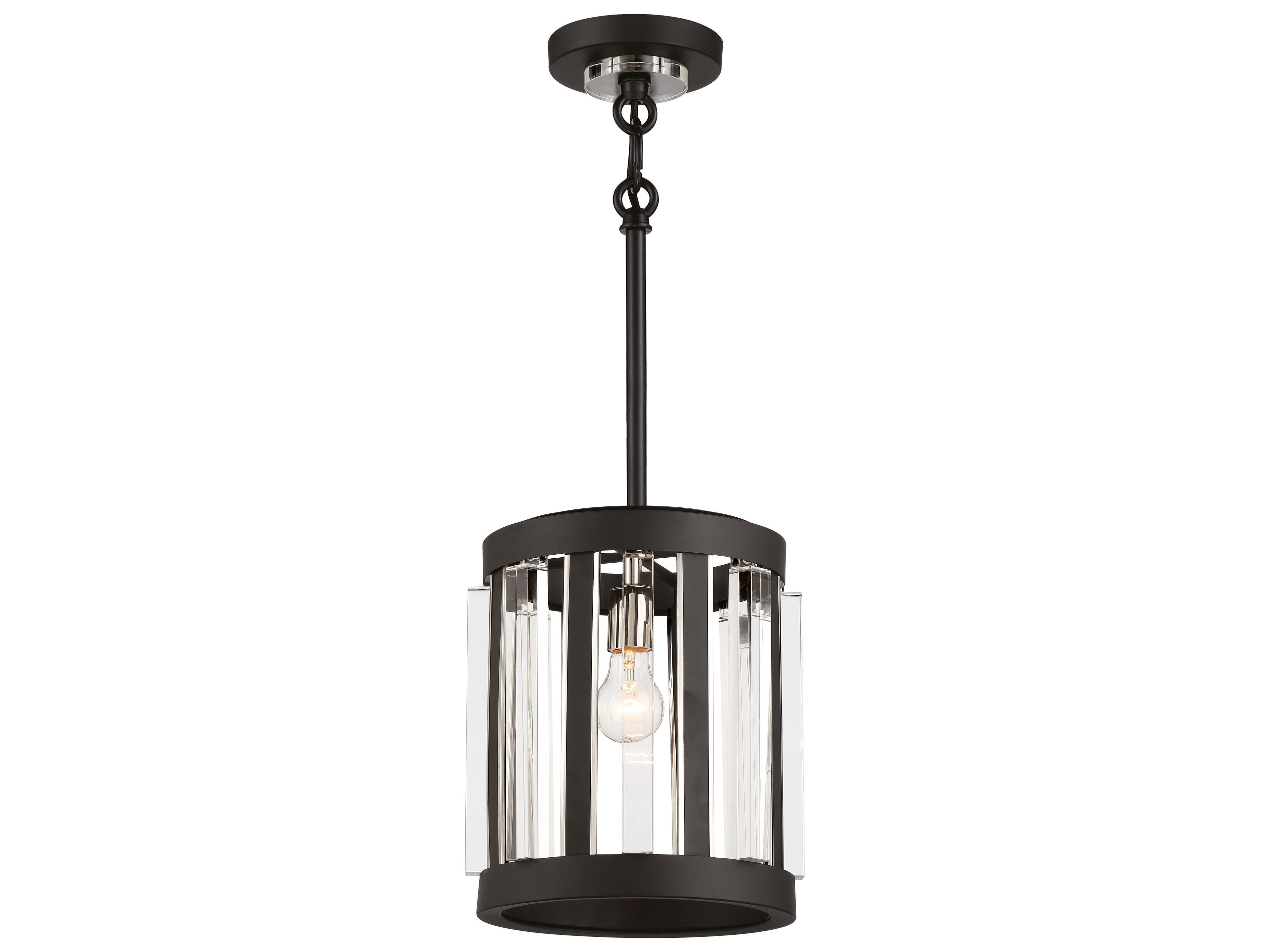 Minka Lavery Majestic Splendor 3-Light Sand Coal Polished Nickel Black Cylinder Mini Pendant