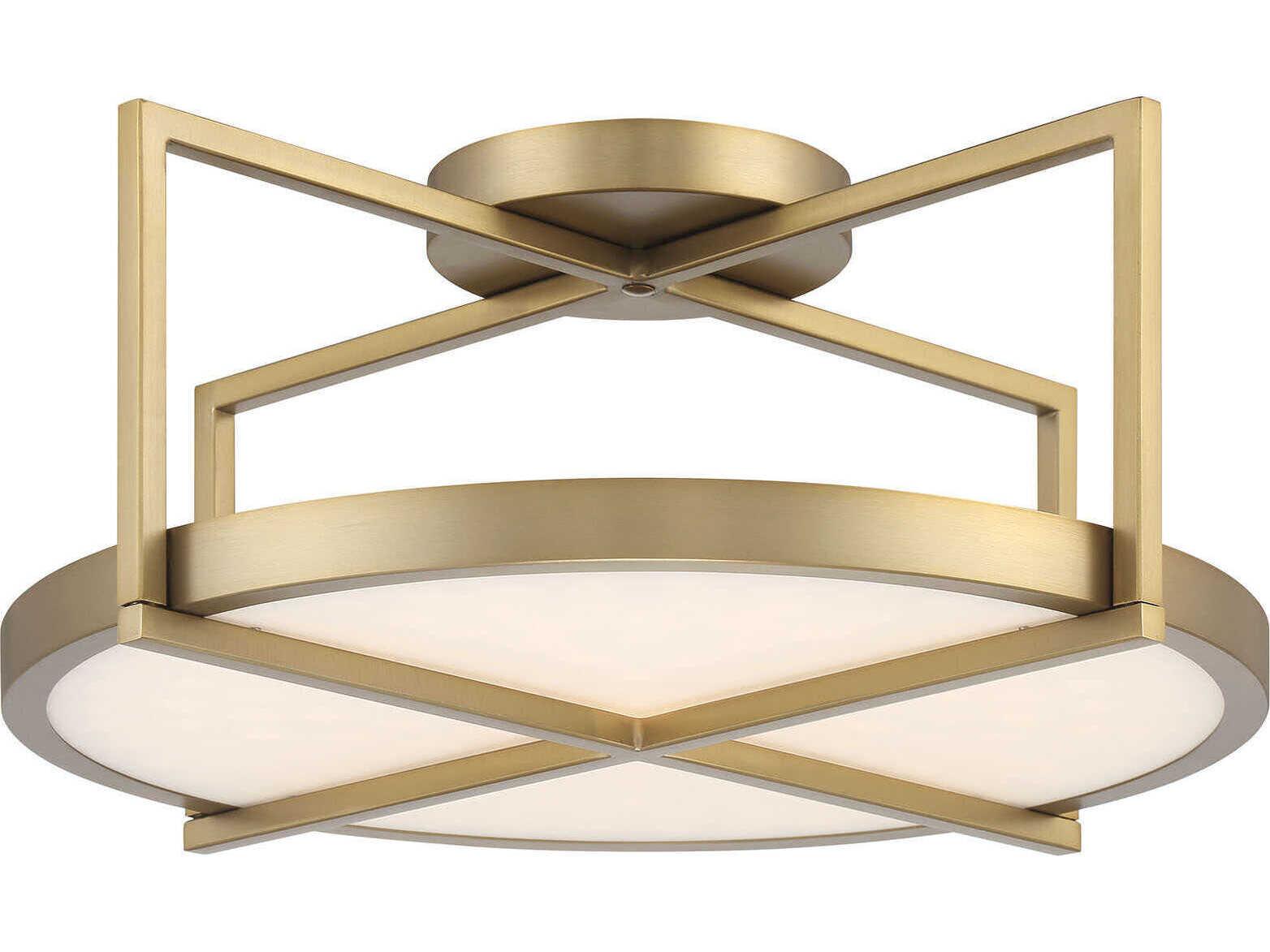 Minka Lavery Boada 1-Light Soft Brass LED Geometric Round Semi Flush Mount