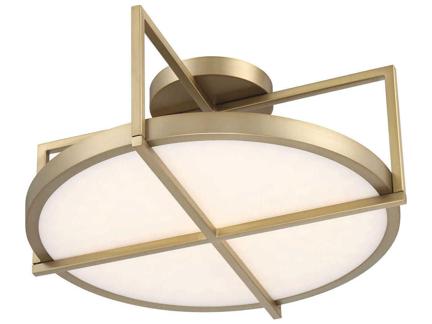 Minka Lavery Boada 1-Light Soft Brass LED Geometric Round Semi Flush Mount