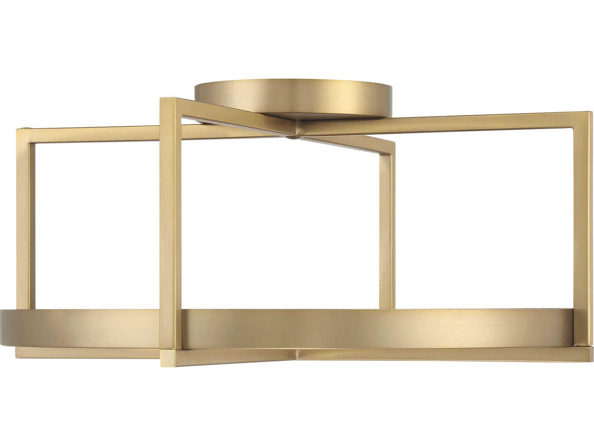 Minka Lavery Boada 1-Light Soft Brass LED Geometric Round Semi Flush Mount