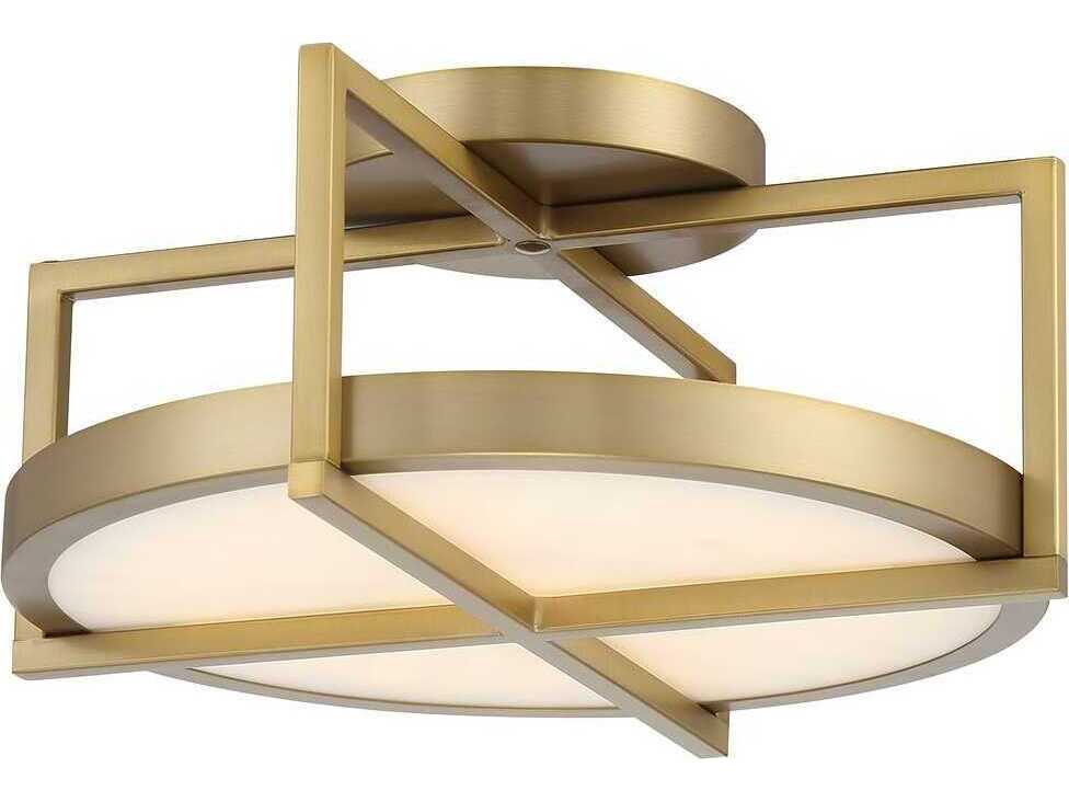 Minka Lavery Boada 1-Light Soft Brass LED Geometric Round Semi Flush Mount